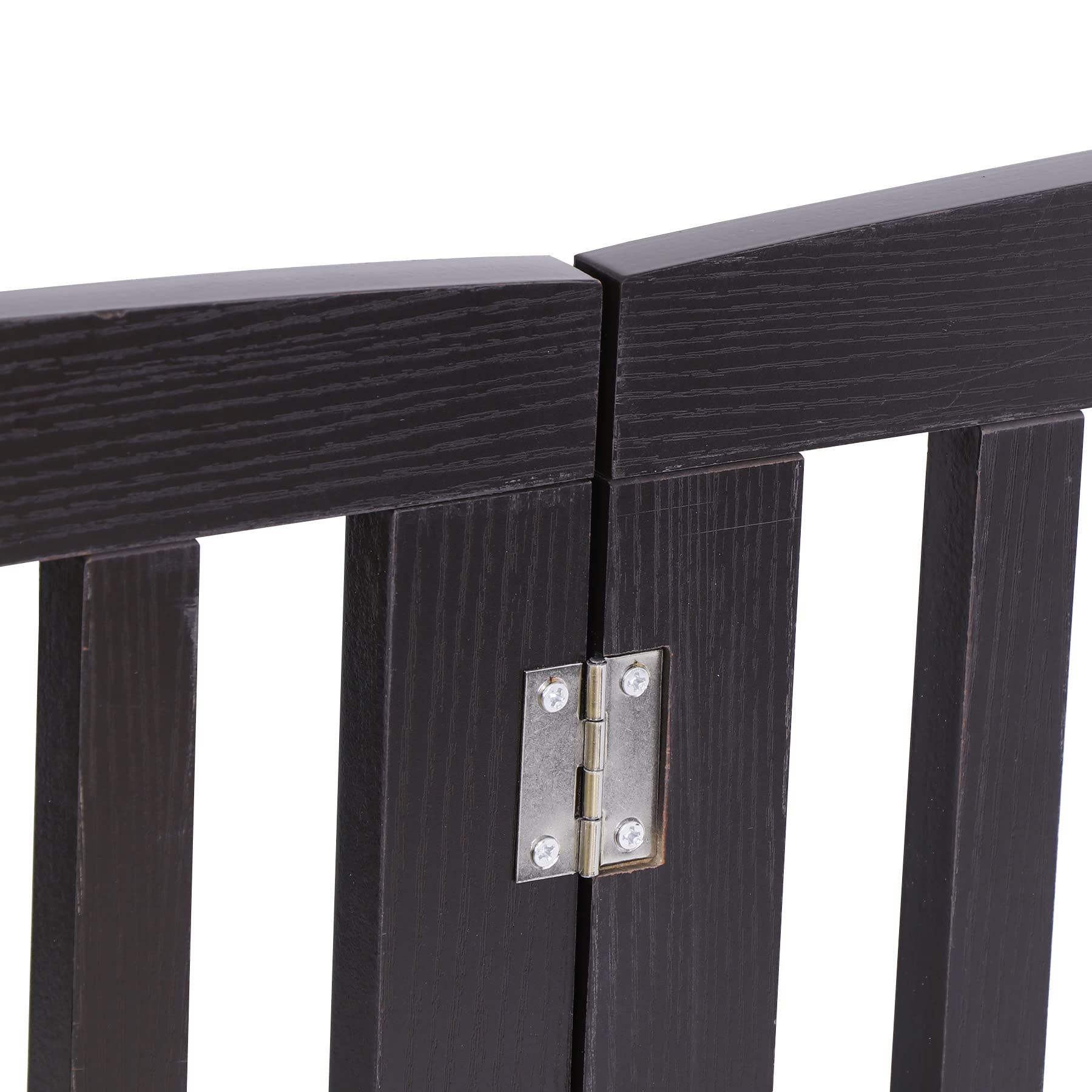 Epetlover Extra Wide Dog Gate 24 Inch High Freestanding Indoor Pet Door For House Doorways Stairs Halls, Foldable Wood Outdoor Safety Fence 4 Panels, Coffee