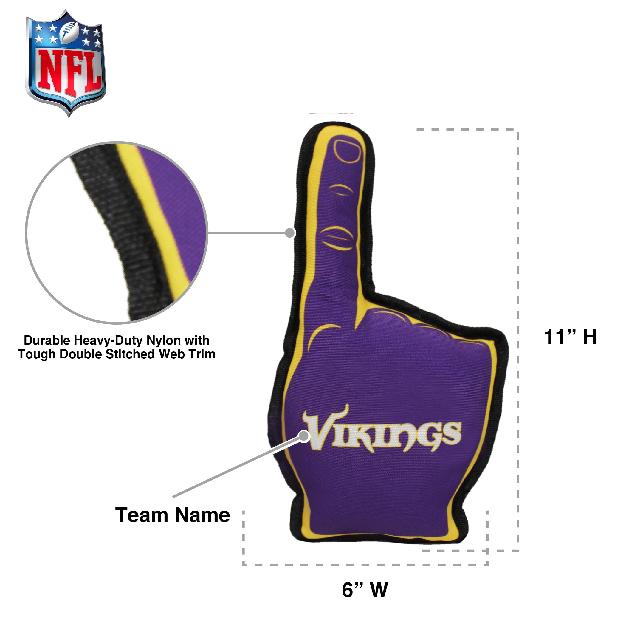 Nfl Minnesota Vikings #1 Fan Toy For Dogs & Cats. Best Tough Pet Toy With Inner Squeaker