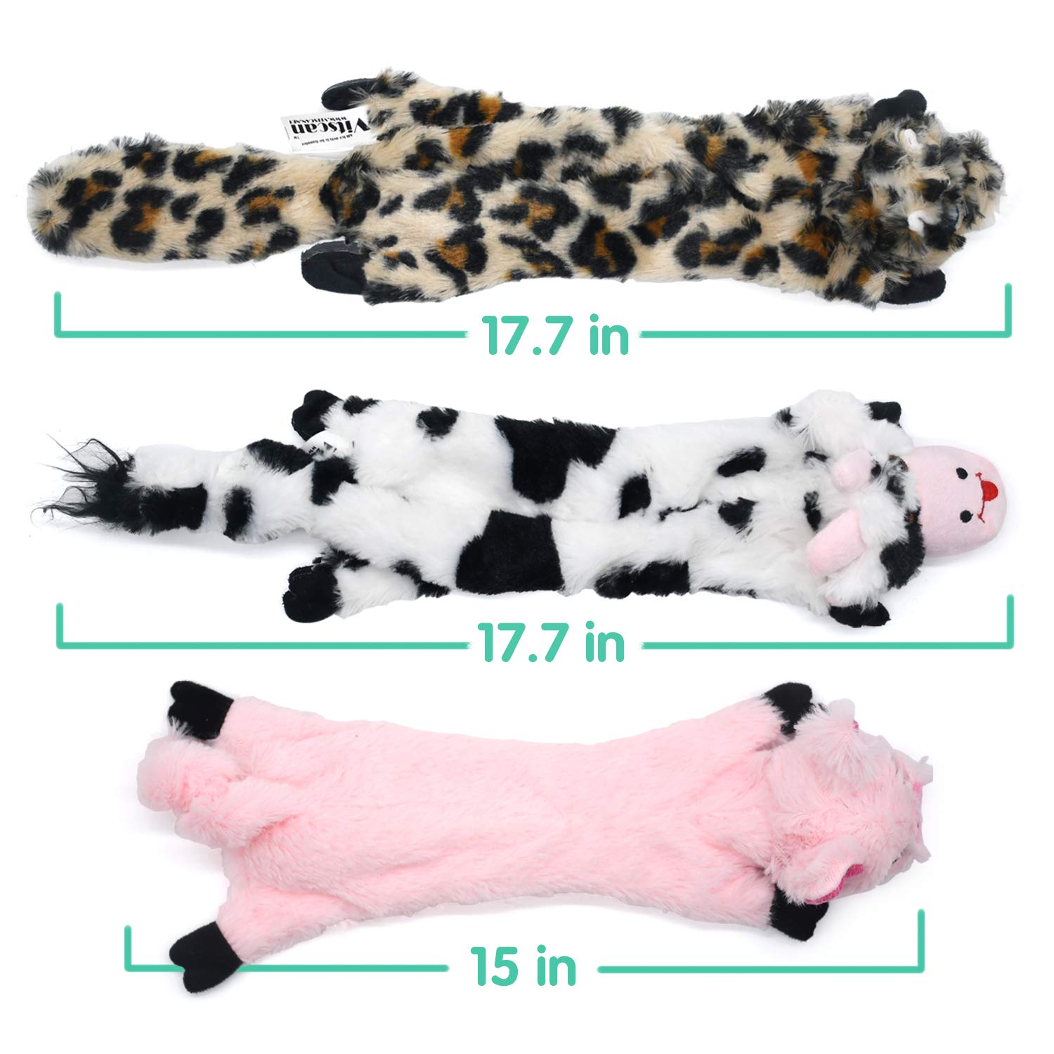 Sharlovy Dog Squeaky Toys No Stuffing, 3 Pack Dog Toys Crinkle Dog Toys For Small Dogs Durable Dog Chew Toys Plush Cute Animals