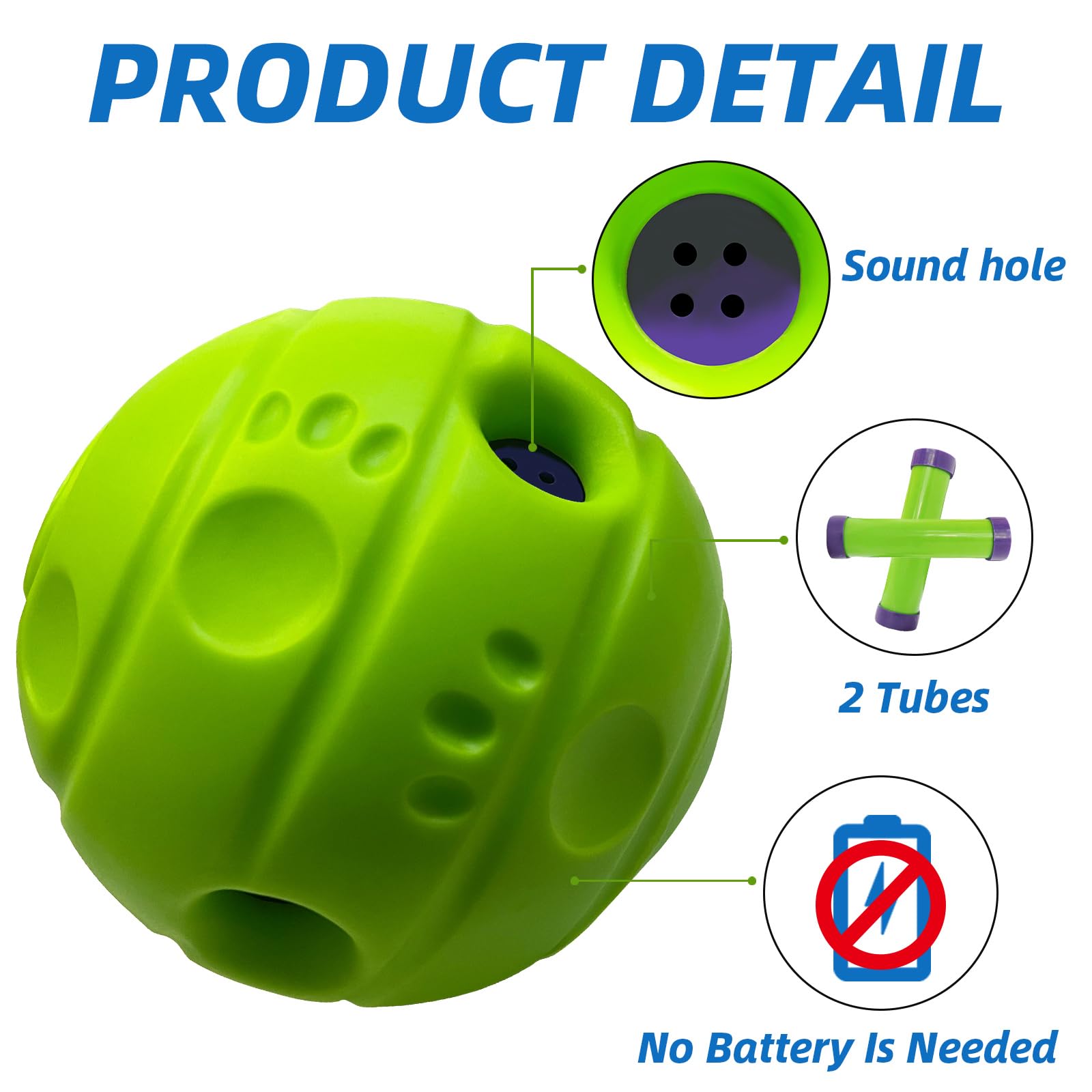 SHAKE AND LAUGH Dog Toys Ball, Interactive Dog Ball, No Paint, Gibbering Sound with Surface Concave Lines, L, 3.94 in (10 cm)