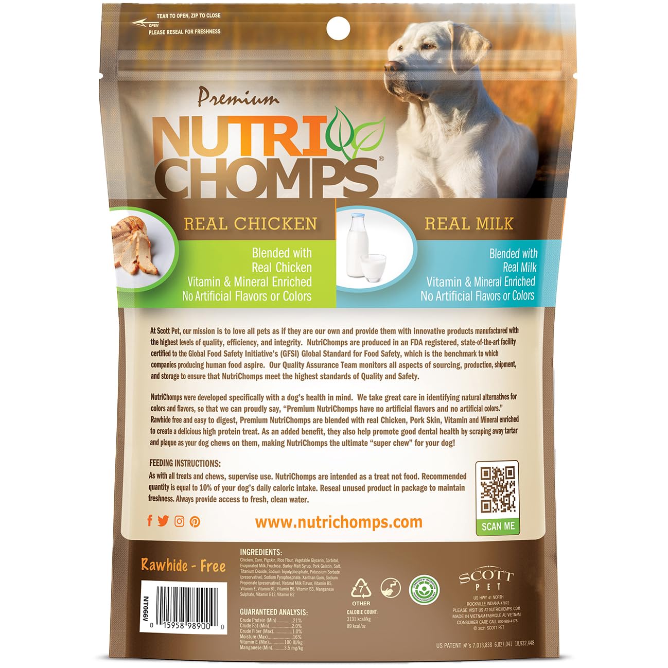 NutriChomps Dog Chews, 4-inch Knots, Easy to Digest, Rawhide-Free Dog Treats, 9 Count Real Milk flavor