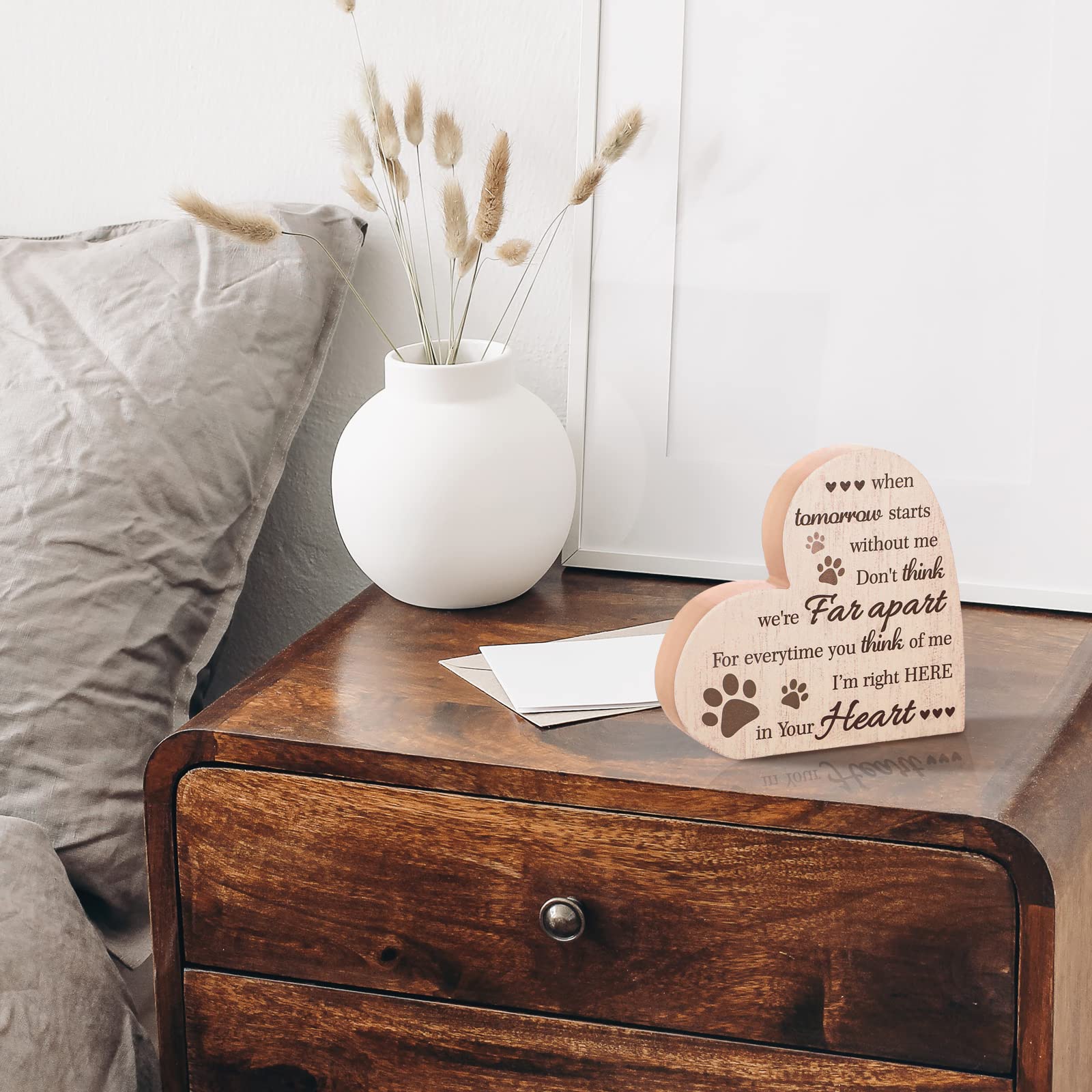 Maitys Pet Memorial Gifts Bereavement Remembrance Gifts For Loss Of Dog Cat Sympathy Condolence Gifts Heart Shaped Wood Sign Whe