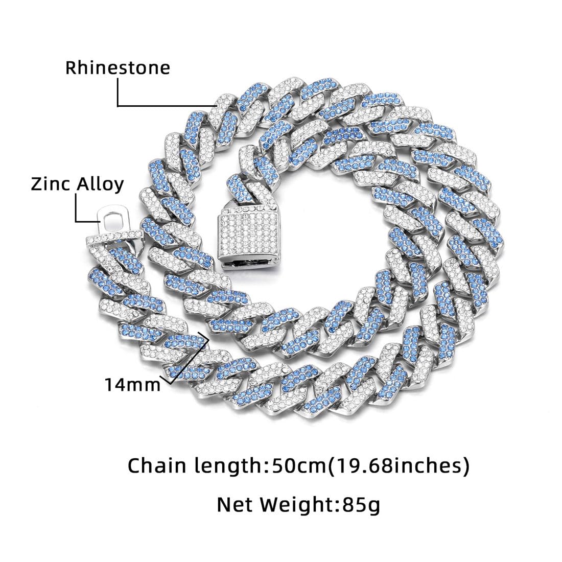 Silver Chain Collar For Dogs, Bling Diamond Cuban Link Dog Collars Glitter Rhinestone Dog Necklace For Small Medium Large Pet Do