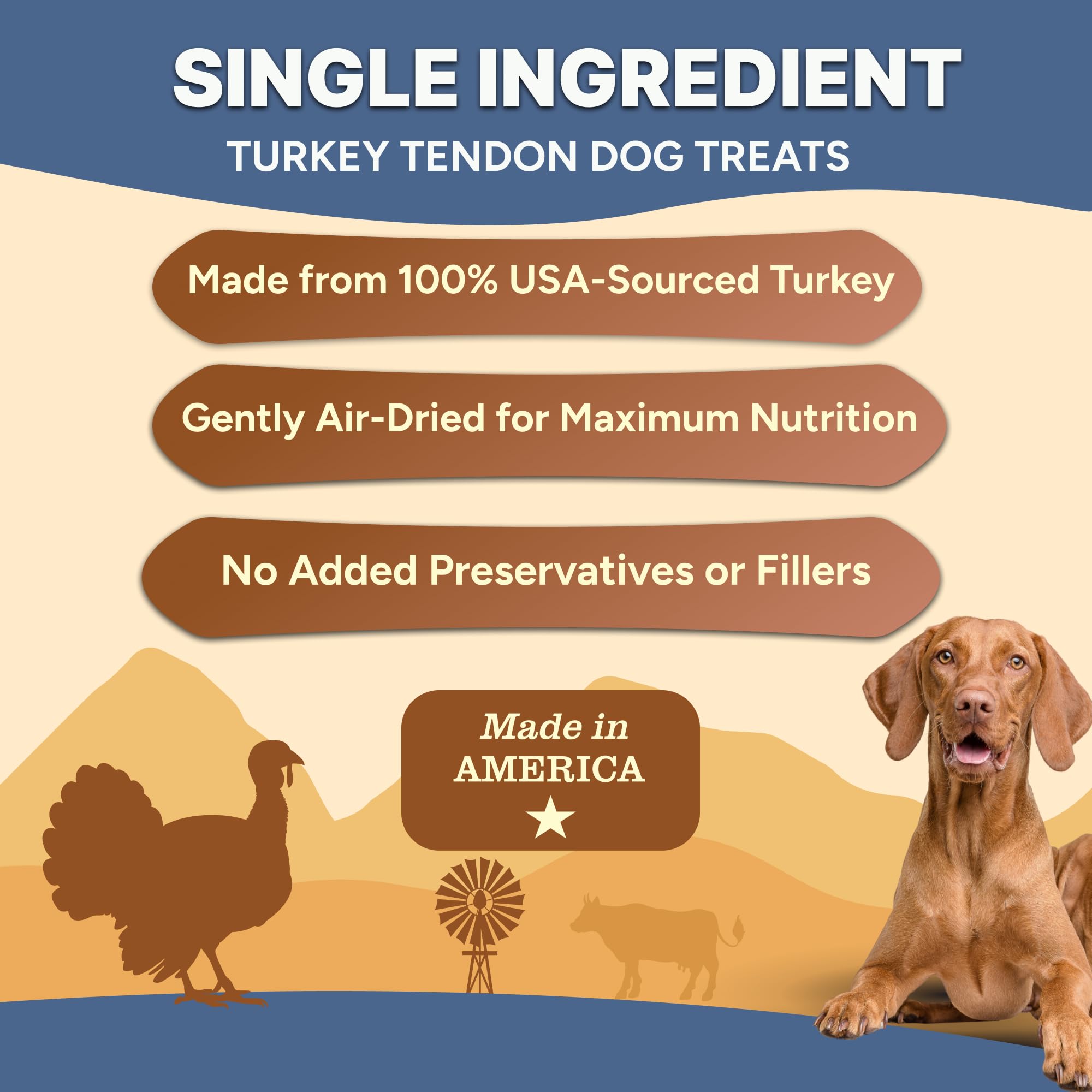 Gaines Family Farmstead Turkey Tendon Chips for Dogs - 5 oz Natural, Crunchy High-Protein Dog Chews, Rawhide Alternative Treats,