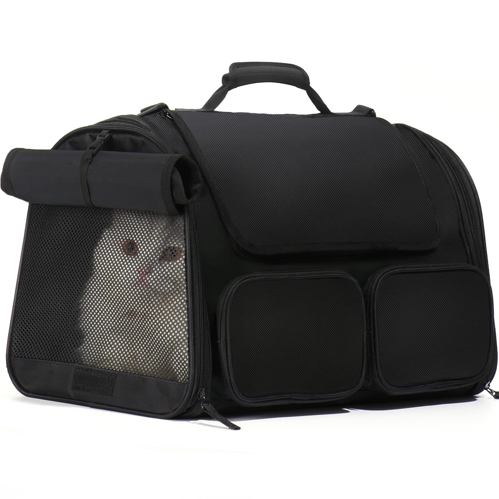 FUKUMARU Cat Carrier Airline Approved, Soft Sided Dog Carrier, Collapsible Cat Travel Bag, Under 44 lb Small Medium Large Pet Ca