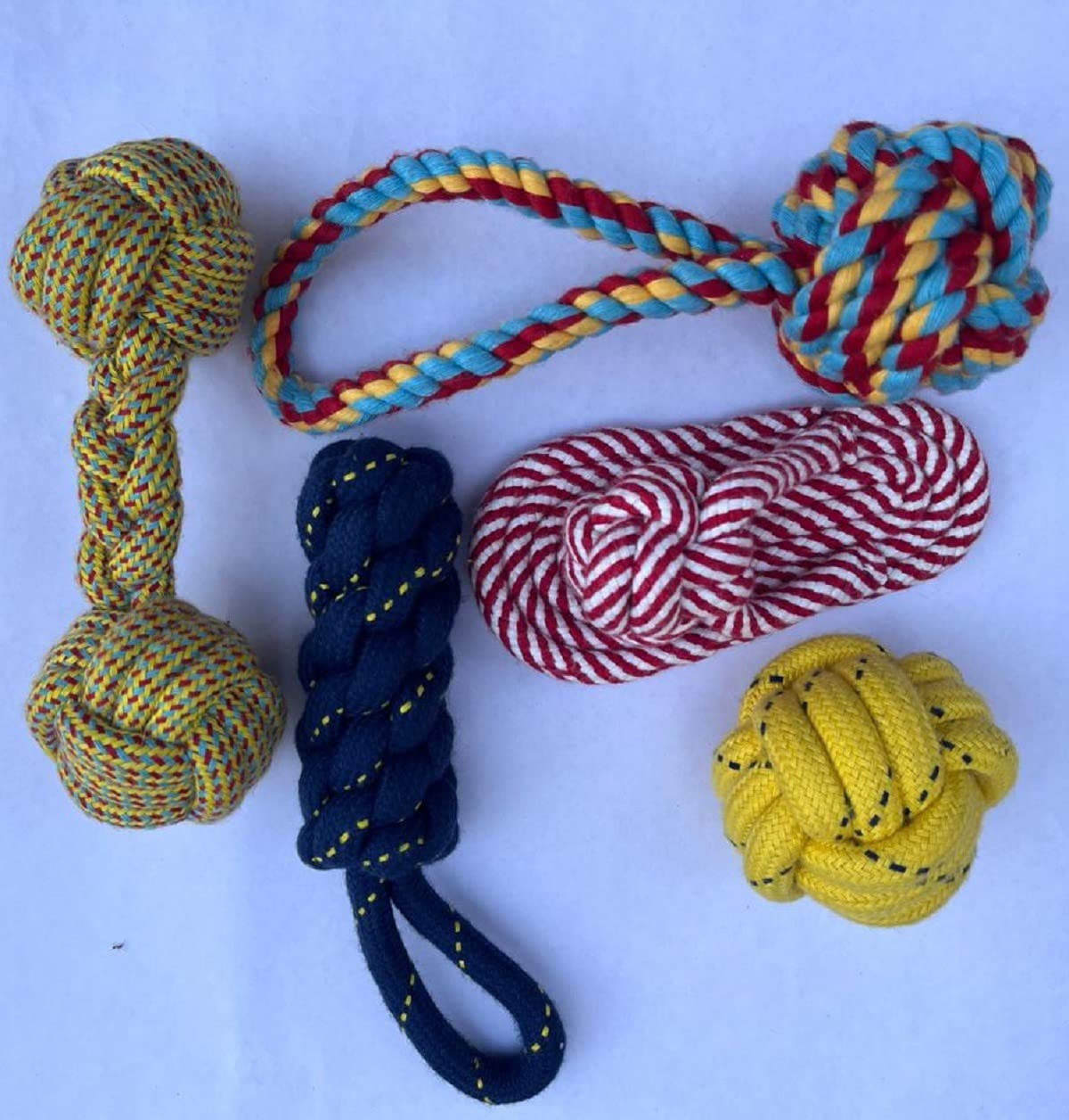 Waggy Tails Rope Toys For Dogs, Puppy Chew Teething Rope Toys Set Of 5 Durable Cotton Dog Toys For Playing And Teeth Cleaning Tr