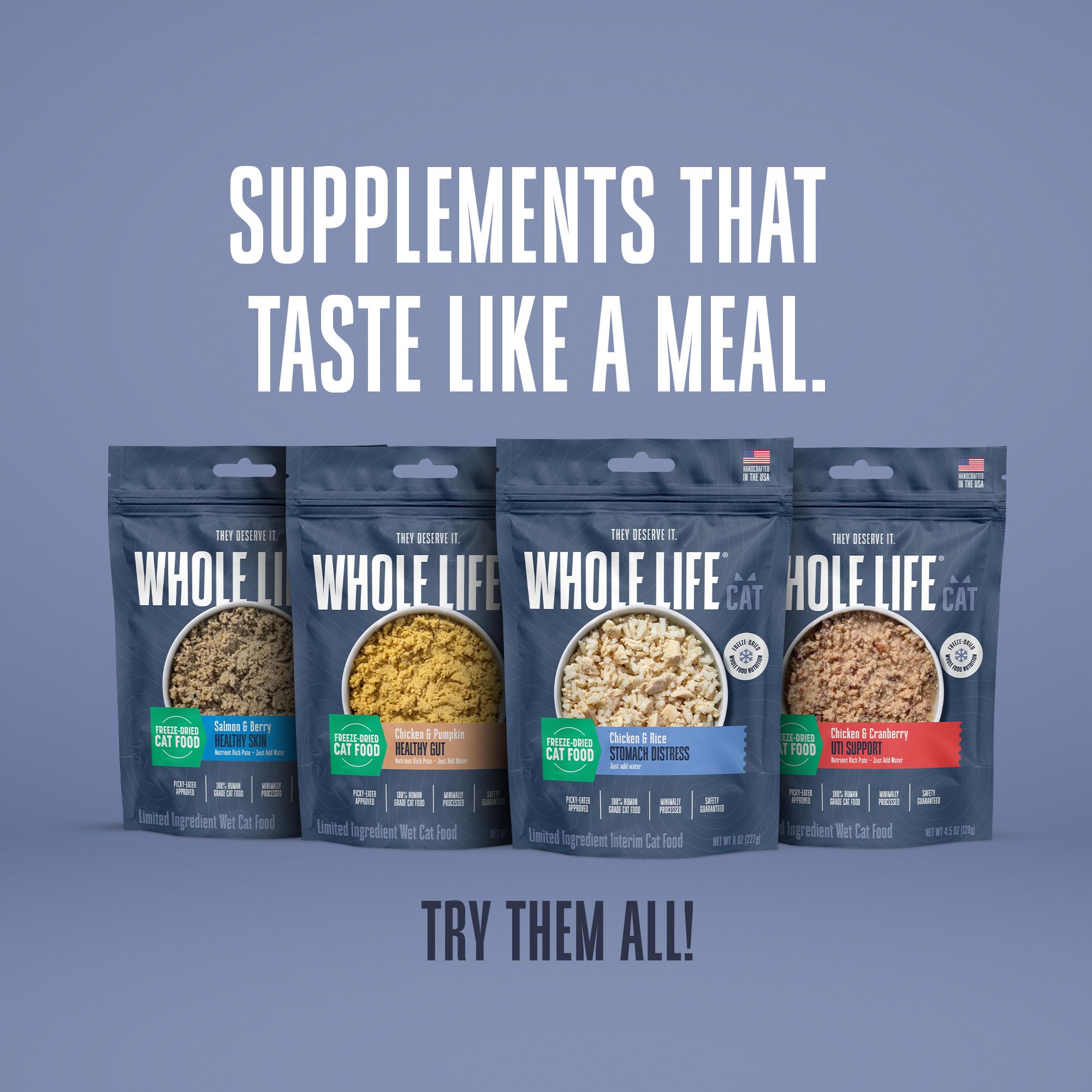 Whole Life Cat Freeze Dried Cat Food - Bland Diet with Sensitive Stomachs, Digestive Support, Anti-Diarrhea & Vomit Remedy - Hum