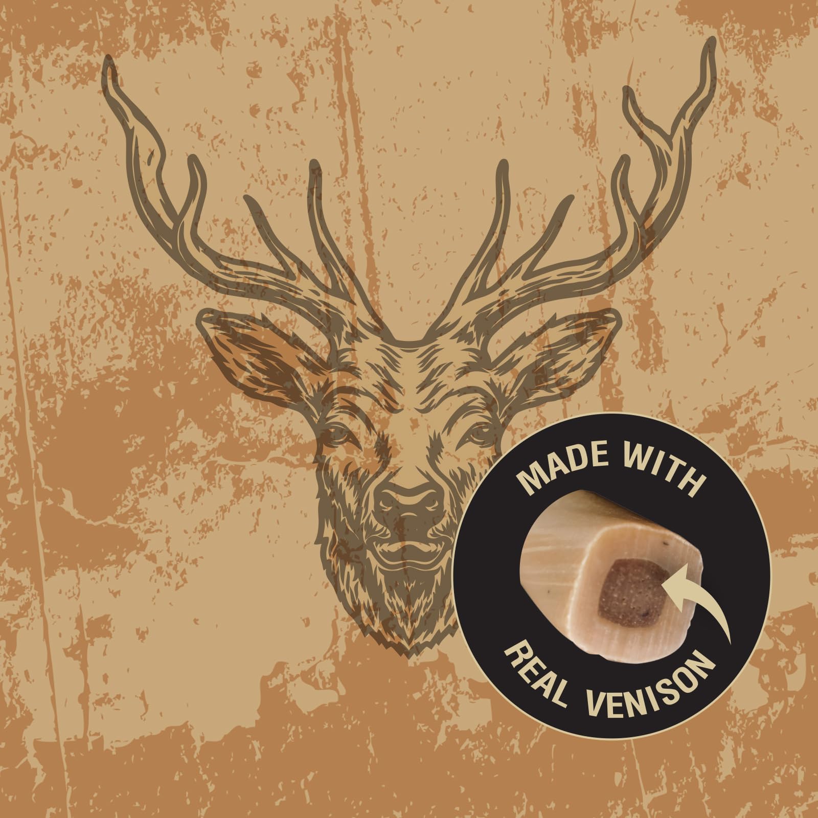 Rewardables | Wild Chews | Venison Recipe, Made with Real Venison, Limited Ingredient, Long Lasting Chews for Large Dogs | 12 Co