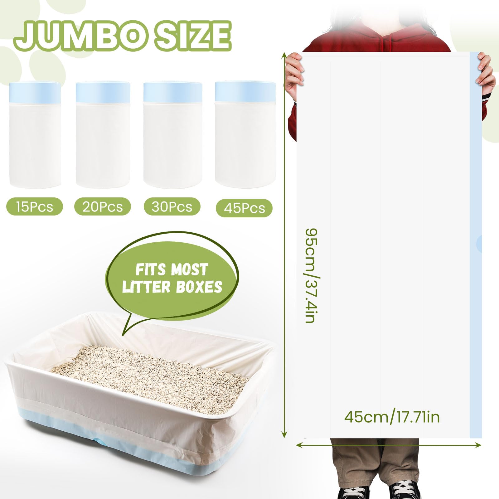 30 Count Cat Litter Box Liners 100% Ok Compost Home Certified,38'' X 18'' Litter Box Liners For Automatic Litter Robot 4/3,Heavy