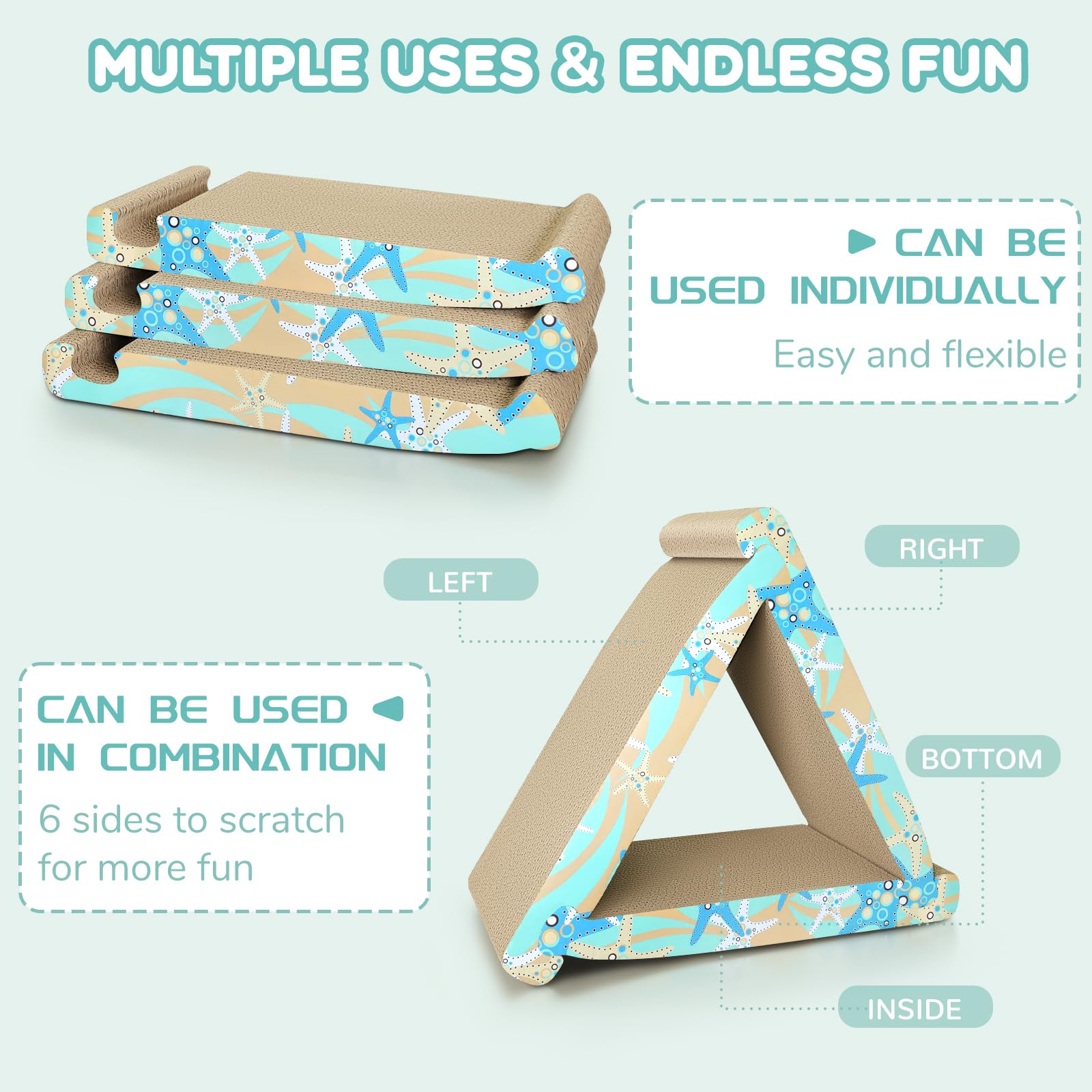 Cat Scratch Pad- 3 In 5 Corrugated Cardboard Cat Scratcher For Indoor Cats, Professional Cat Scratching Board For Adult Cats, Ca
