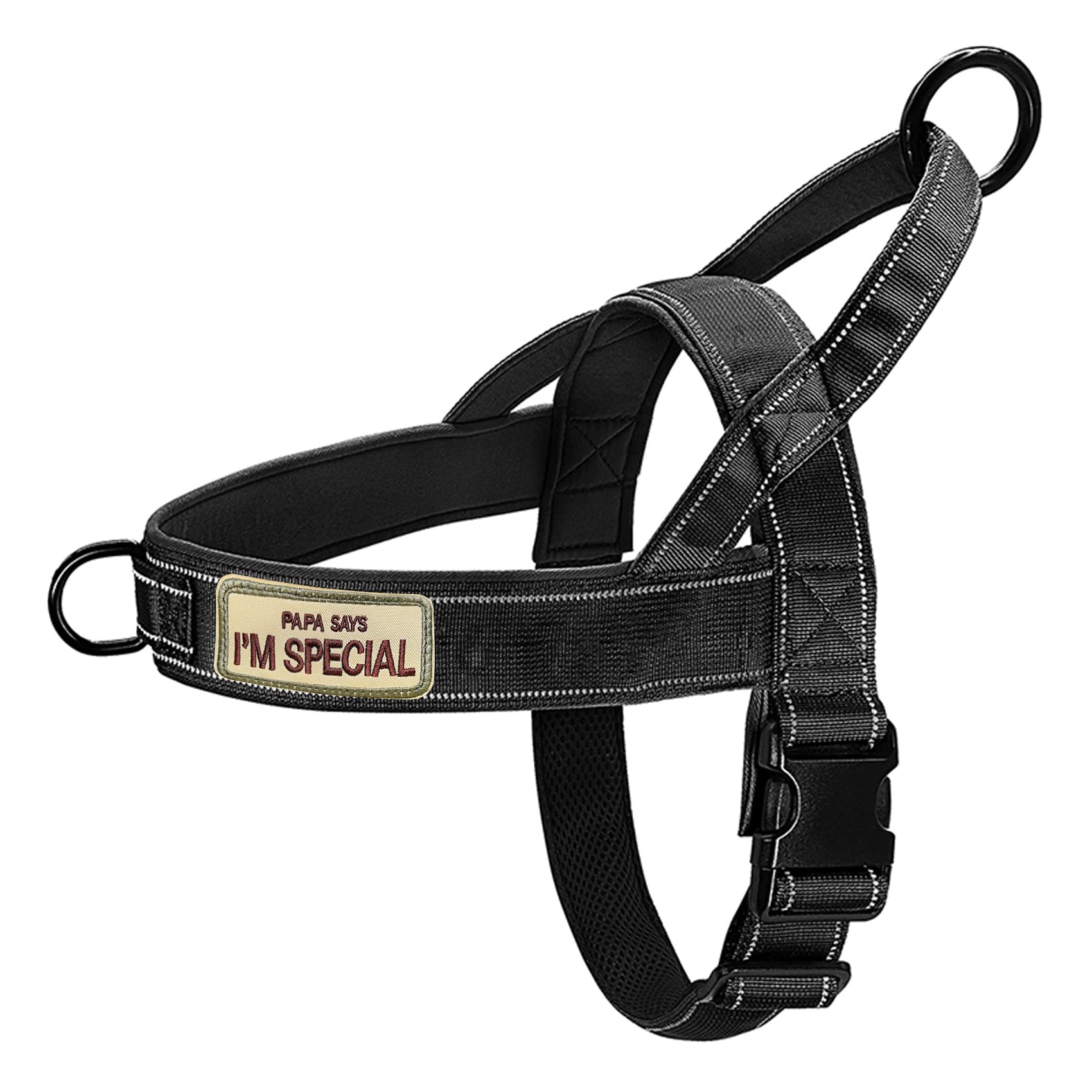 Qifbyfb Dog Harness, No Pull Reflective Adjustable Harness For Medium Large Dogs, Escape Proof, Lightweight, Breathable, Oxford 