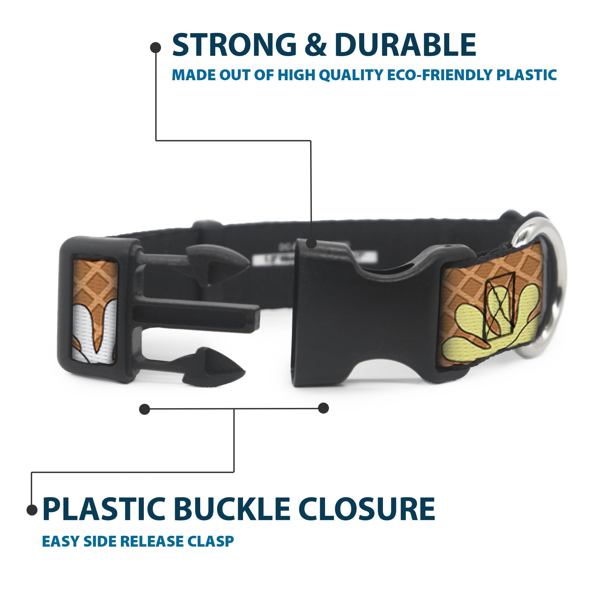 Buckle-Down Plastic Clip Collar - Waffle/Chicken Poses - 1.5 Wide - Fits 16-23 Neck - Medium