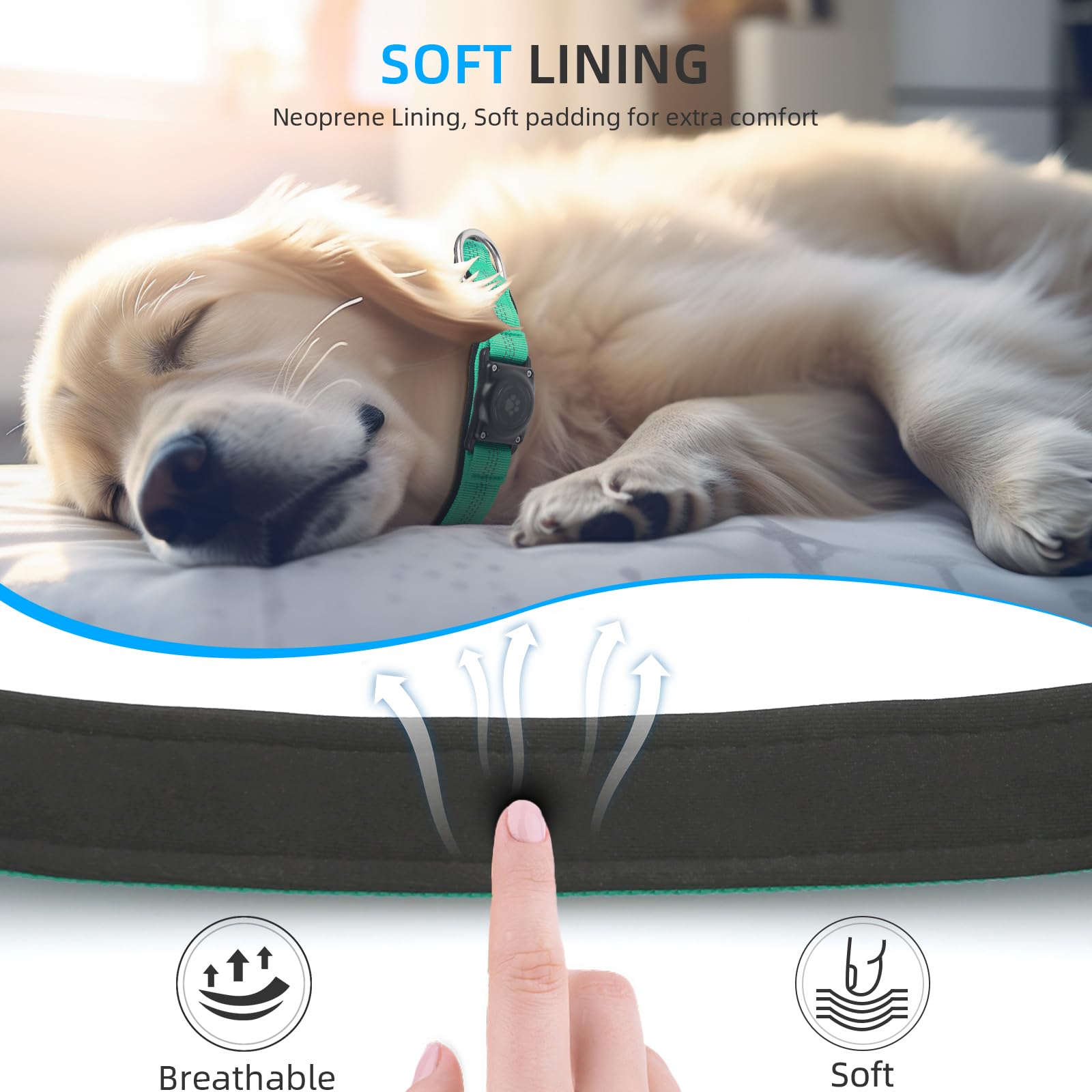 Upgraded Airtag Dog Collar, Ip68 Waterproof Air Tag Dog Collar Holder, Reflective, Ultra-Durable, Comfortable Padded, Heavy Duty Dog Collars For Small Medium Large Dogs (Xl (15.6'-22'), Teal)