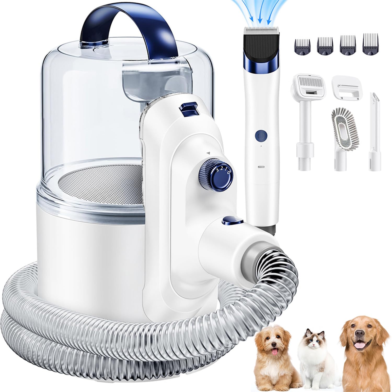 O'Rengela Dog Vacuum For Shedding Grooming Trimming - P10 Pet Hair Grooming Vacuum With Clippers Grooming Tools, Suction 99% Pet