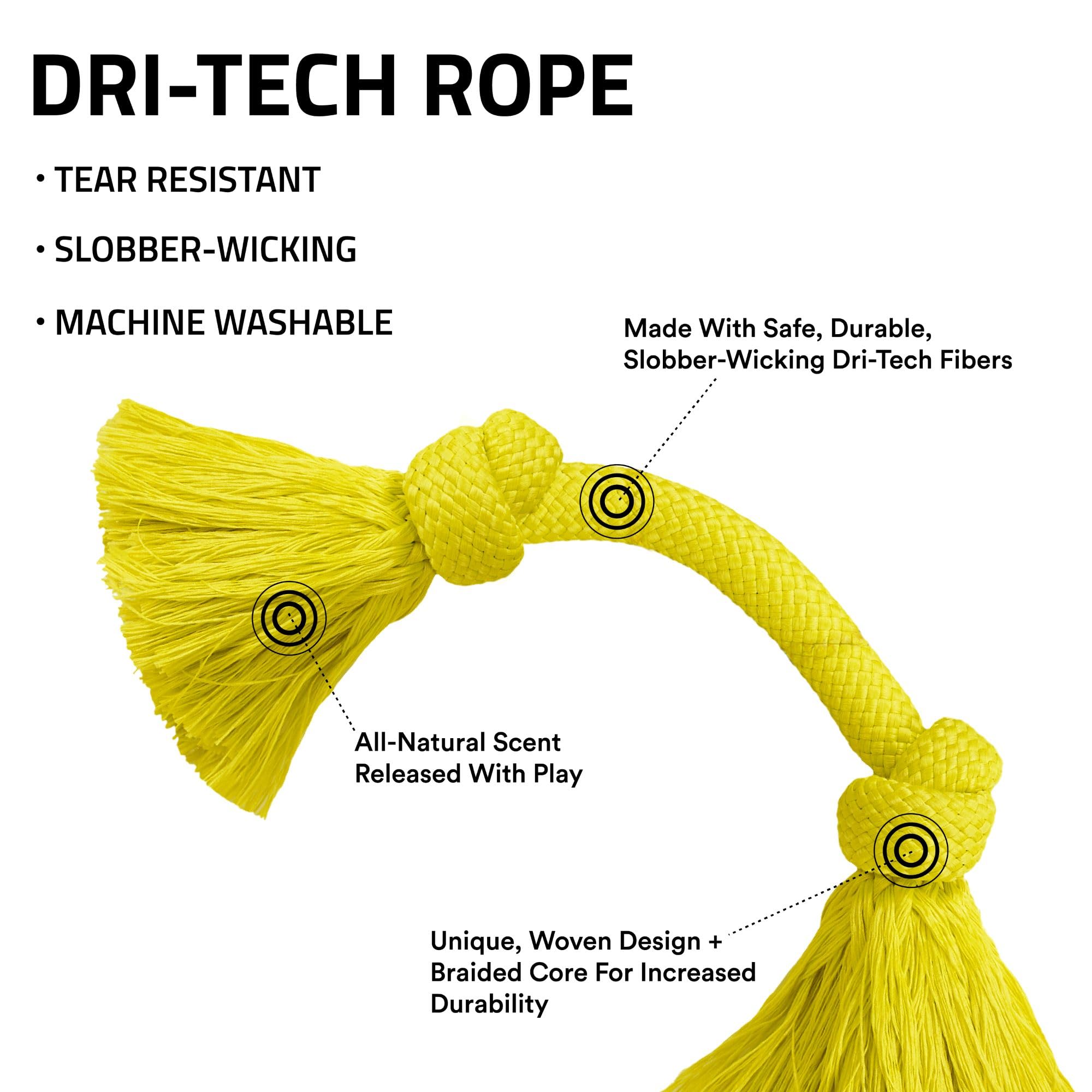 Playology Dri Tech Rope Dog Chew Toy - Chicken Scented Dog Toy, Small - Engaging, All-Natural, Interactive and Non-Toxic