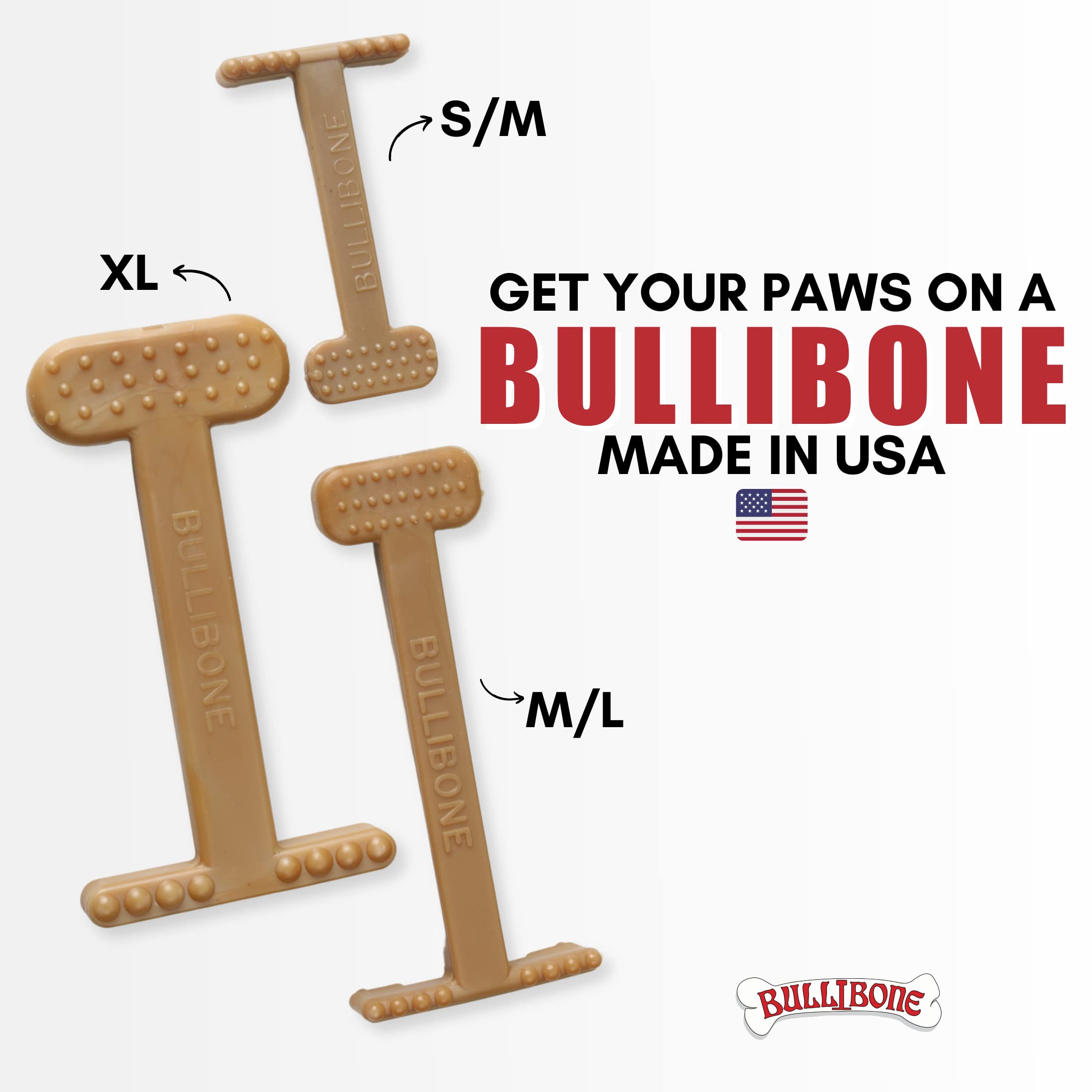 Bullibone Nylon Dog Chew Toy Nylon Bone - Improves Dental Hygiene, Easy To Grip Bottom, And Permeated With Flavor (Beef, Large -
