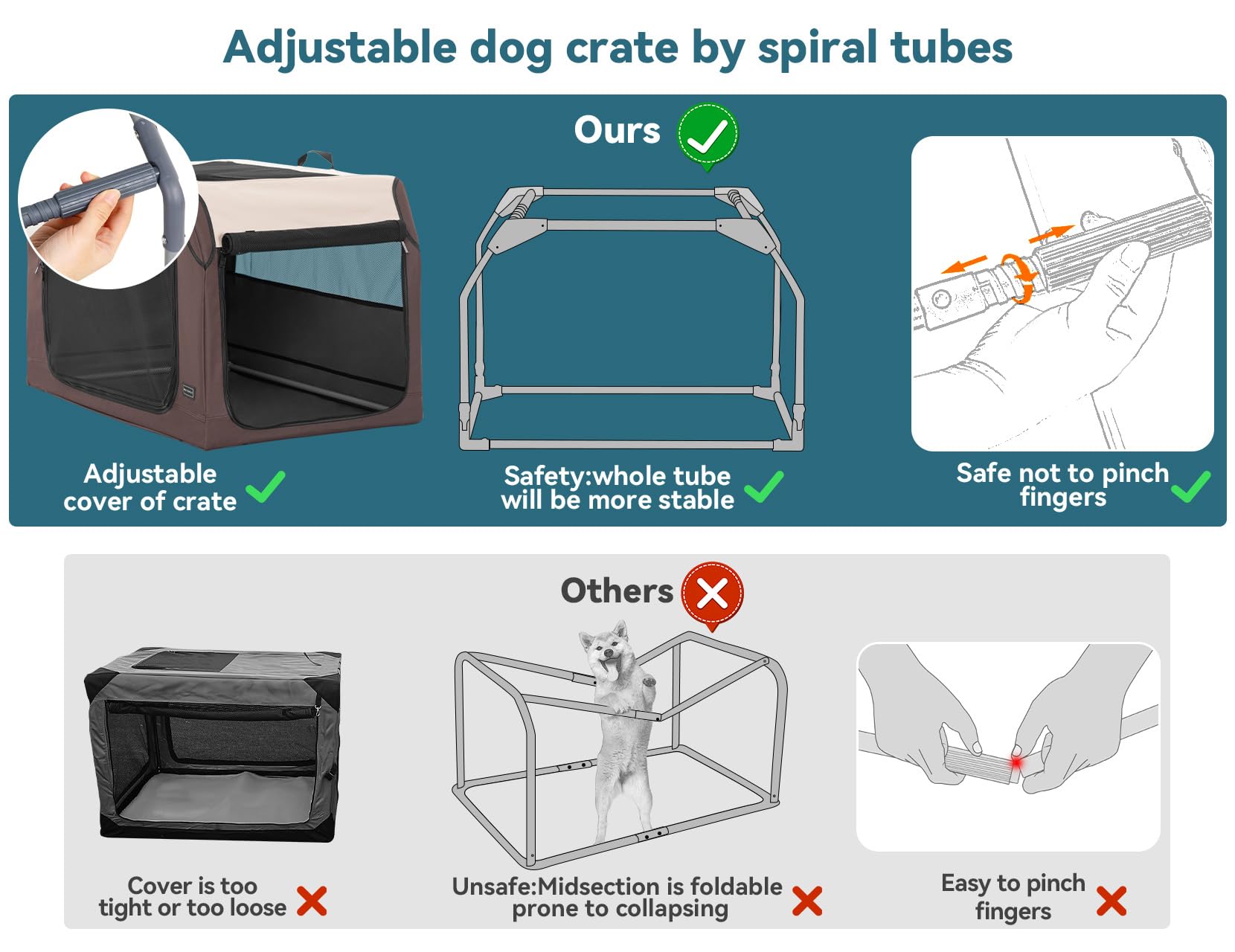 Petsfit Soft Dog Crate With Tilt Angle 30 Inch, Fit For Car Seats And Trunks, Multiple Carrying Options, Chew Proof Ideal For Dog Travel