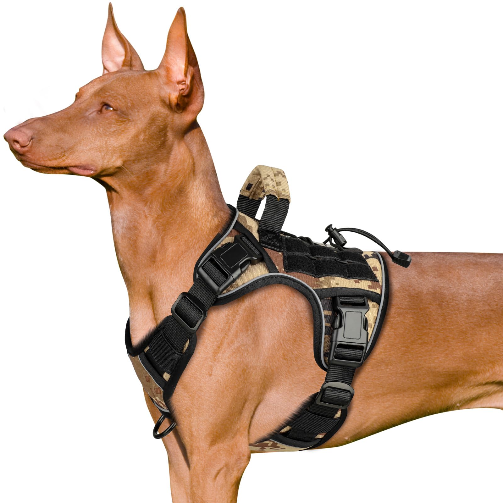 Wingoin Tactical Dog Harness For Small Dogs, Heavy Duty No Pull Dog Harness With Handle, Adjustable Reflective Military K9 Germa