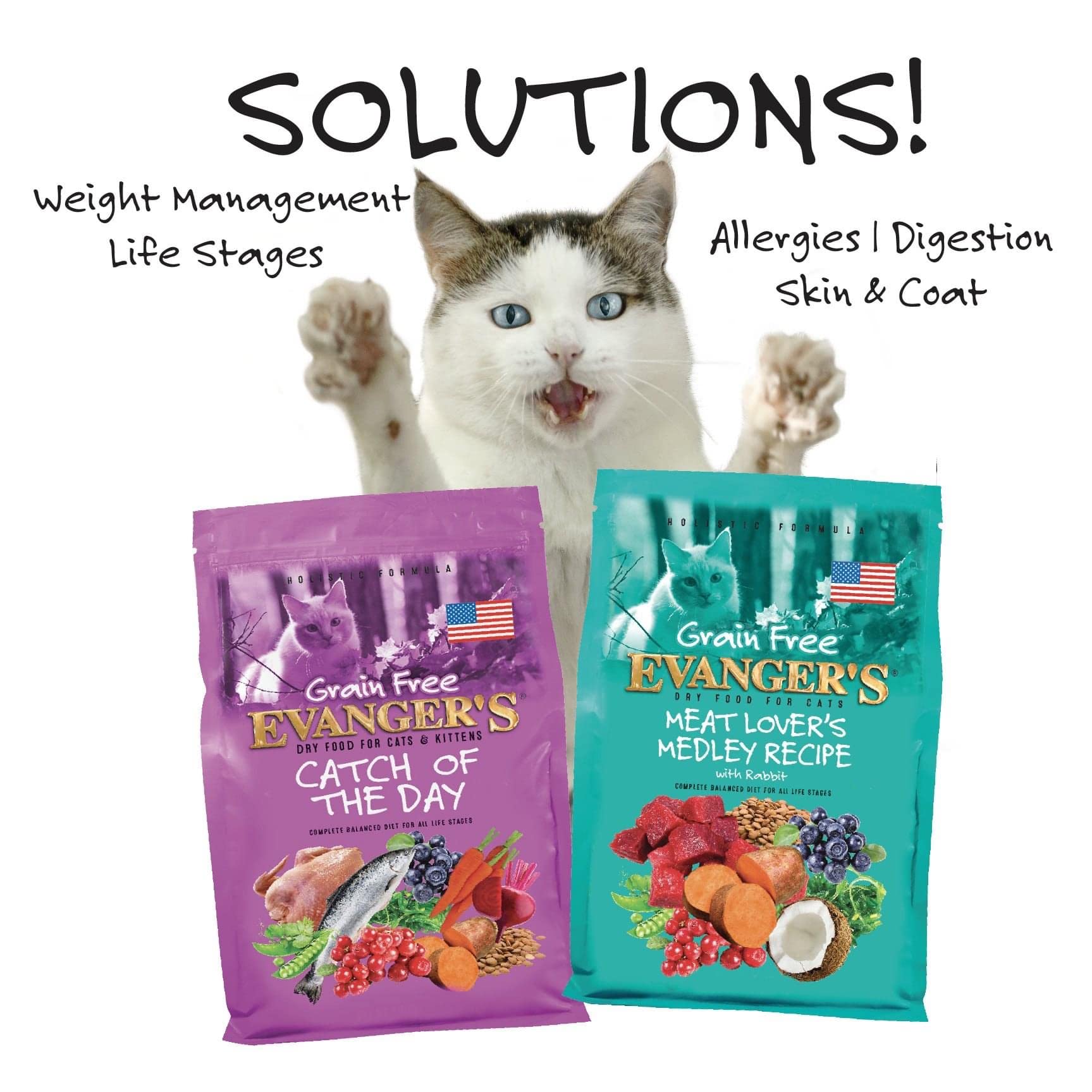 Evangers Grain-Free Meat Lovers Medley with Rabbit Dry Cat Food, 4.4 lb Bag