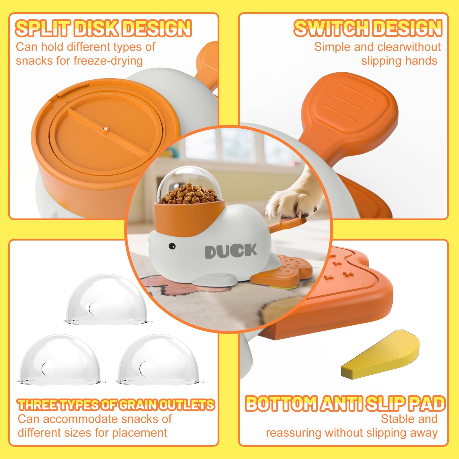 Dog Interactive Treat Dispenser Toy Food Puzzle Slow Feeder Duck-Shaped Dog Puzzle Feeders for Small Medium Dogs Cats IQ Trainin