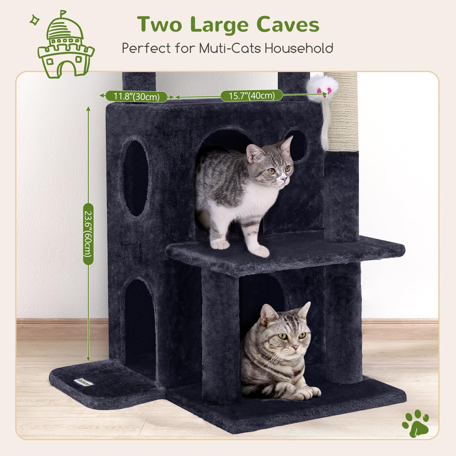 Globlazer Fc50 Cat Tree Tower For Indoor Cats, 50-Inch Adult Cat Tree House For Large Adult Cats With Steps, Scratching Post, 2