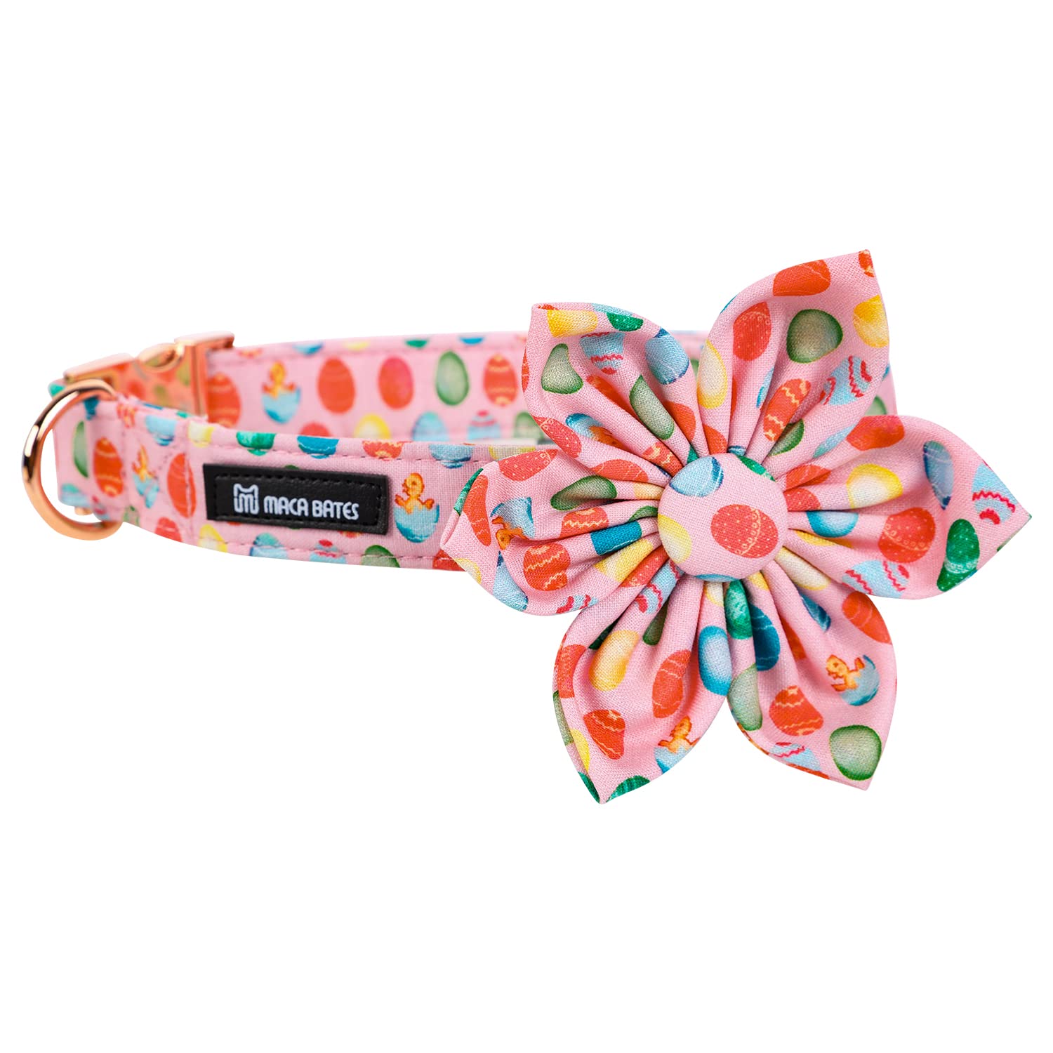 Maca Bates Easter Day Dog Collar With Flower Bow Bowtie Easter Egg Dogs Bow Tie Collars Breakaway Soft Durable Cute Adjustable P