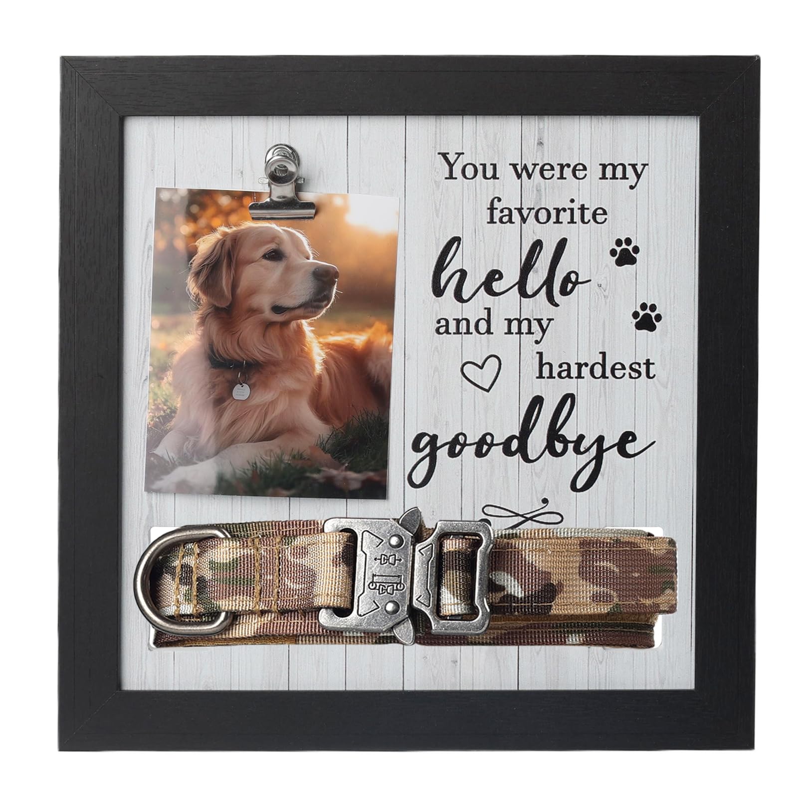 X-Partner Pet Memorial Frame With Collar Holder - Dog And Cat Loss Remembrance Gift - You Were My Favorite Hello And Hardest Goo