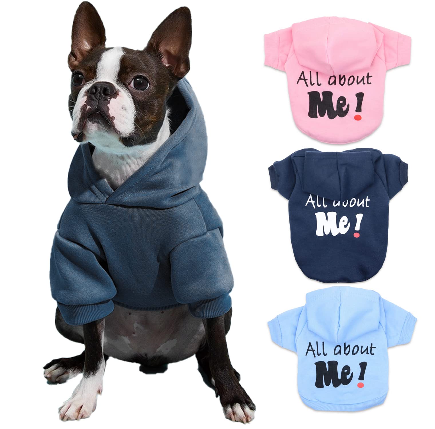 Boy Dog Clothes For Small Dogs Boy Dog Sweatshirt Puppy Hoodies For Dogs, Small, Navy