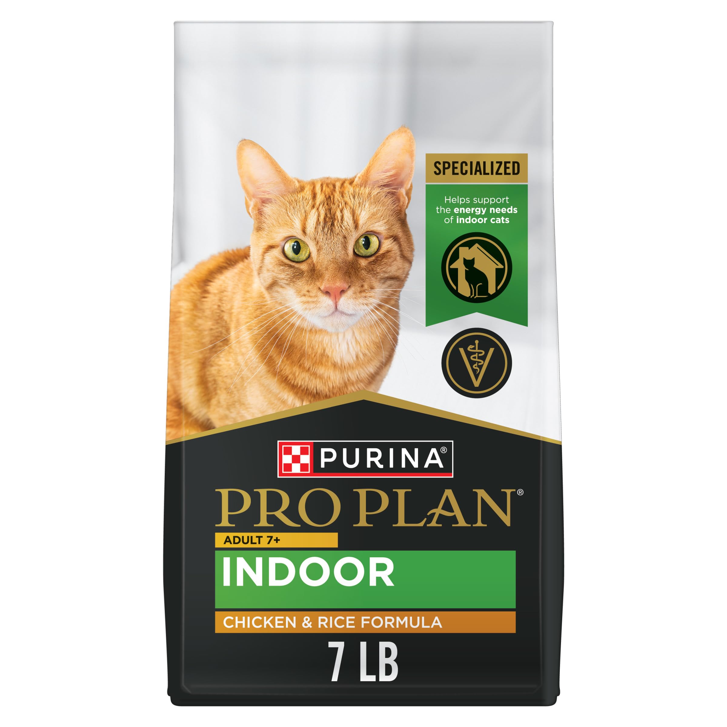 Purina Pro Plan Adult 7 Plus Indoor Chicken and Rice Formula High Protein Cat Food - 7 lb. Bag