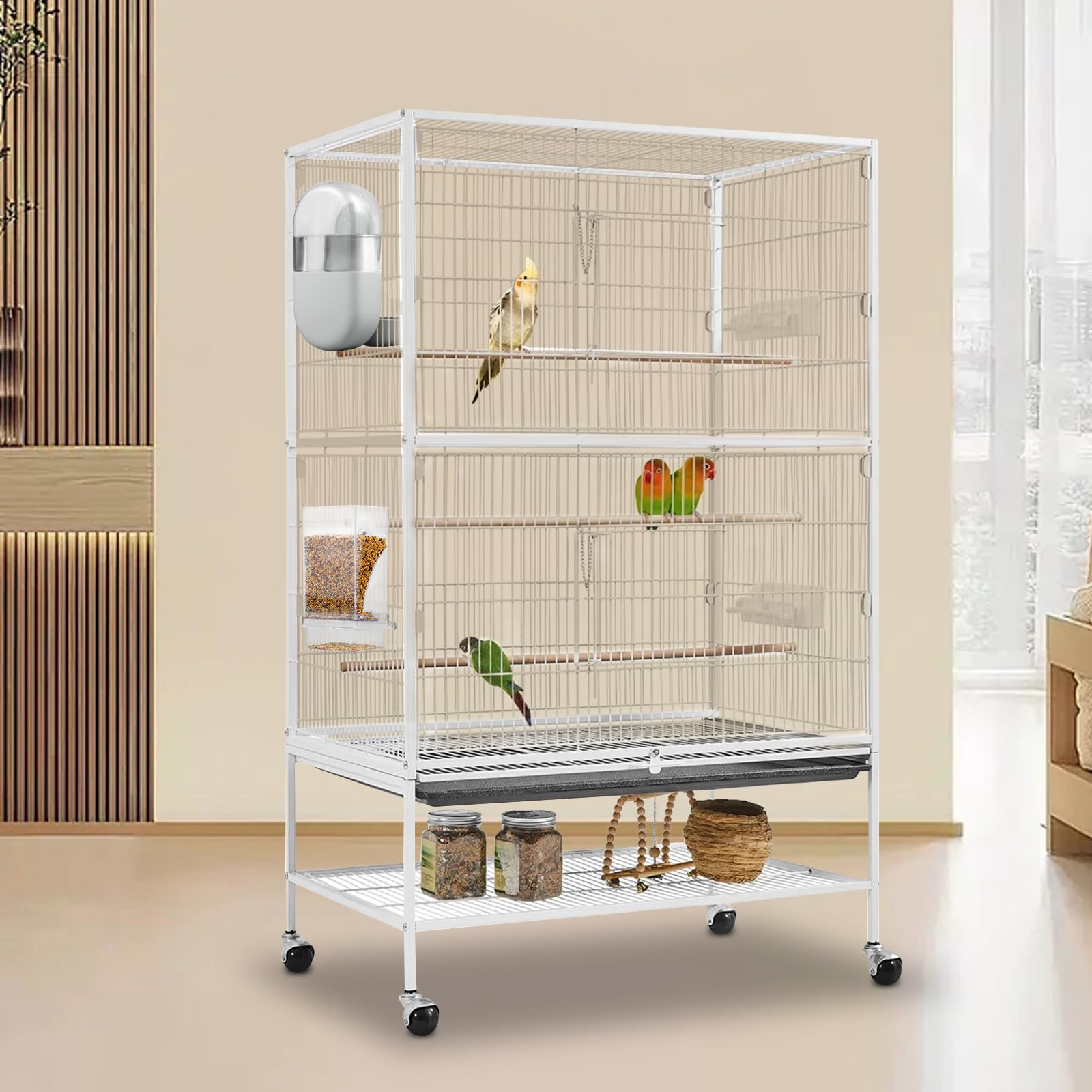 Lemtrflo No Mess Bird Feeder & Water Dispenser Set - Automatic Feeding & Hydration, Parakeet Cage Accessories for Parrots, Cocka