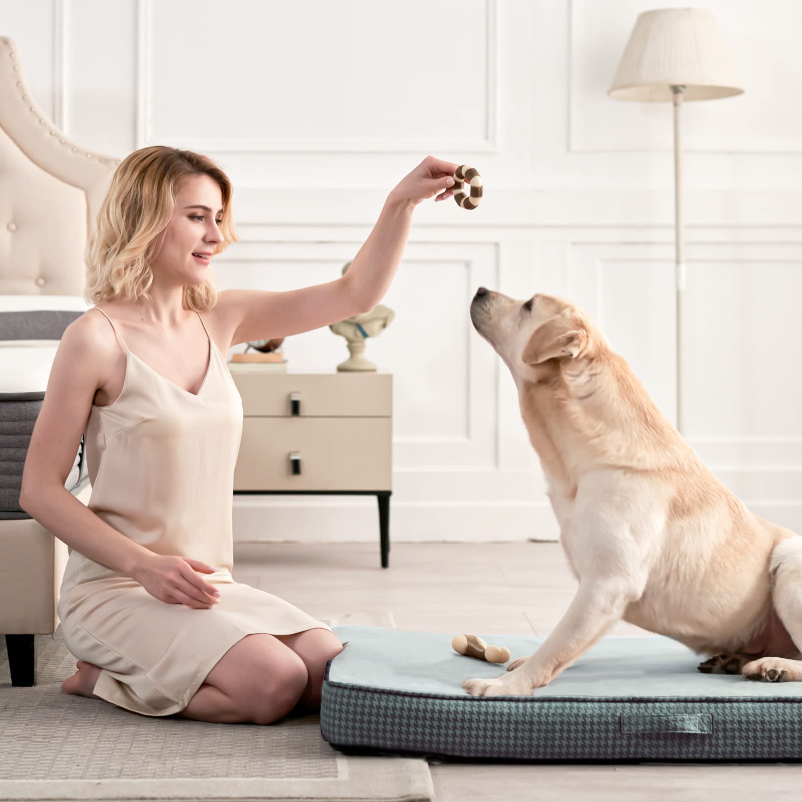 Orthopedic Dog Bed With Removable Washable Cover, Gel Memory Foam And Sponge 2-Layer, Pet Beds With Waterproof Lining And Anti-Slip Bottom For Large Dogs