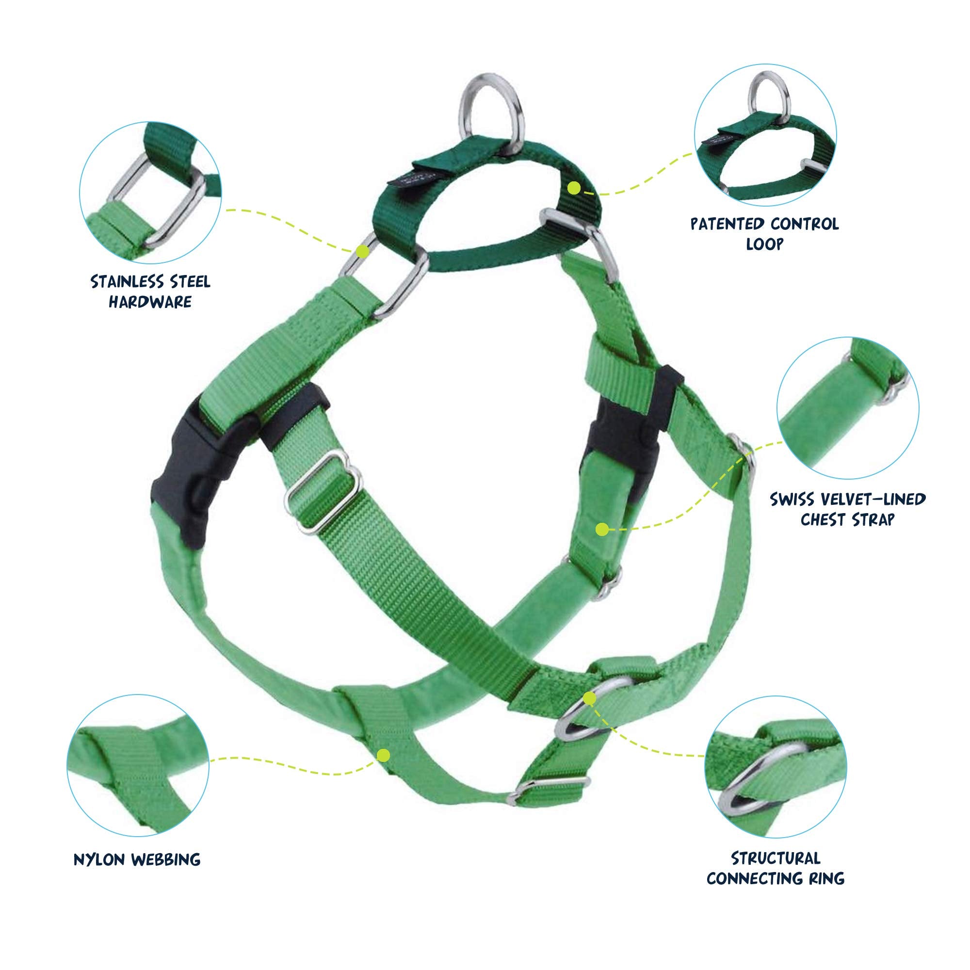 2 Hounds Design Freedom No Pull Dog Harness  Adjustable gentle comfortable control for Easy Dog Walking for Small Medium and Lar