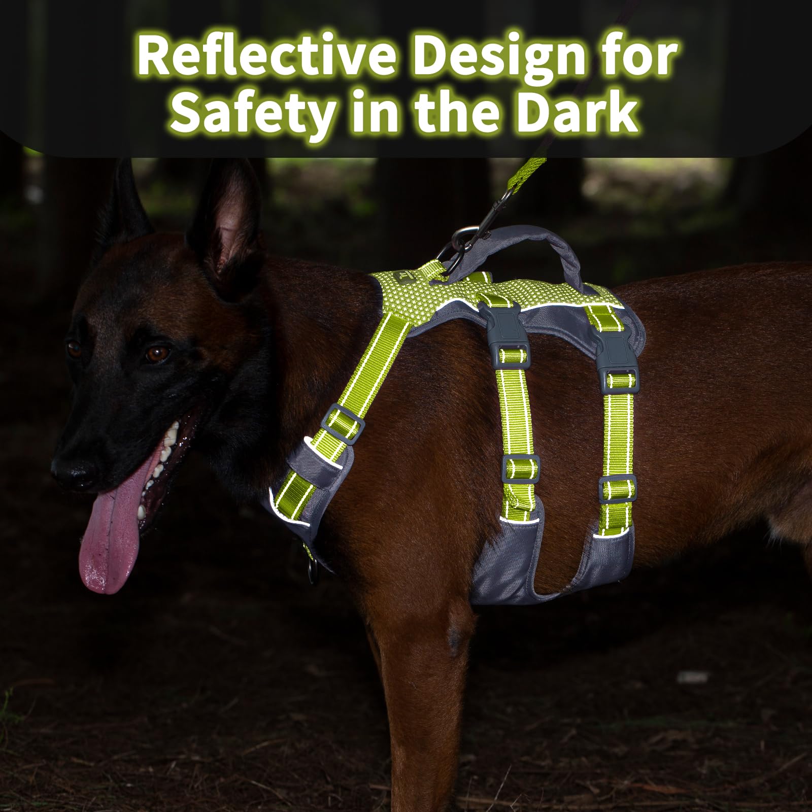 Huntboo Reflective Dog Harness With Handle, Escape Proof, No Slip, Breathable, Lightweight, Adjustable Lift Harness For Small, M
