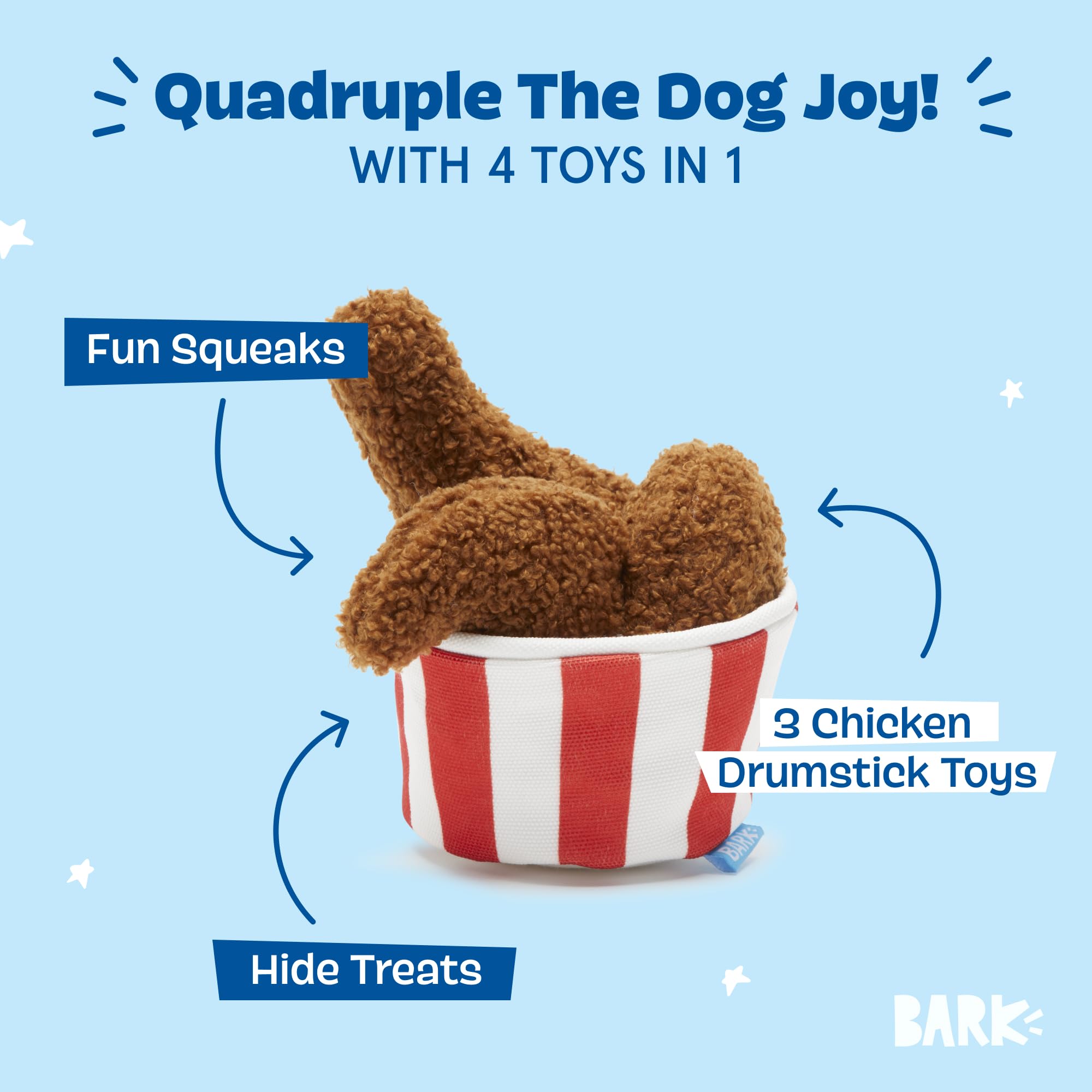 Barkbox 2 in 1 Interactive Plush Dog Toy - Rip and Reveal Dog Toy for Medium, & Large Dogs - Stimulating Squeaky Pet Enrichment