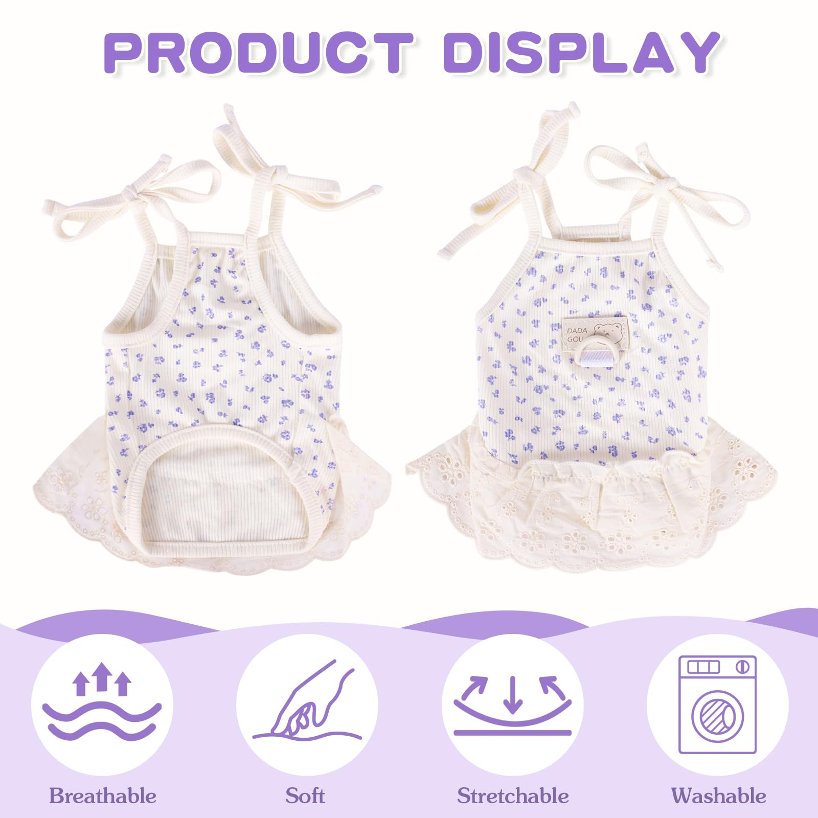 Yaopelky Dog Summer Clothes For Small Medium Dogs Cat Daisy Flower Cute Pet Dress With D-Ring Sleeveless Puppy Outfits Doggy Shi