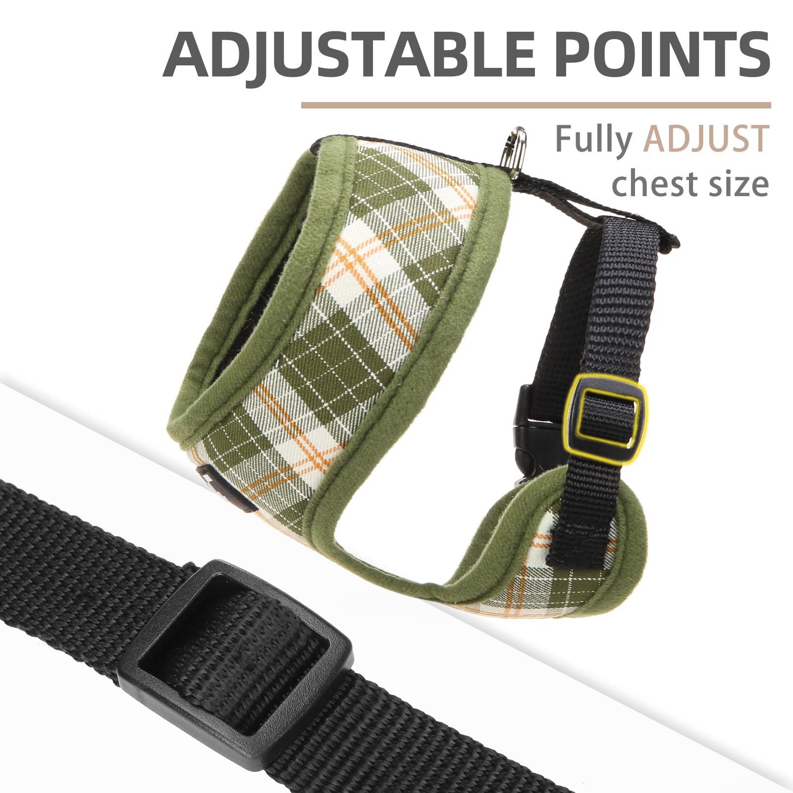 Pupteck Soft Mesh Dog Harness And Leash Set Pet Puppy Cat Comfort Padded Vest No Pull Harnesses, Olive Green, L