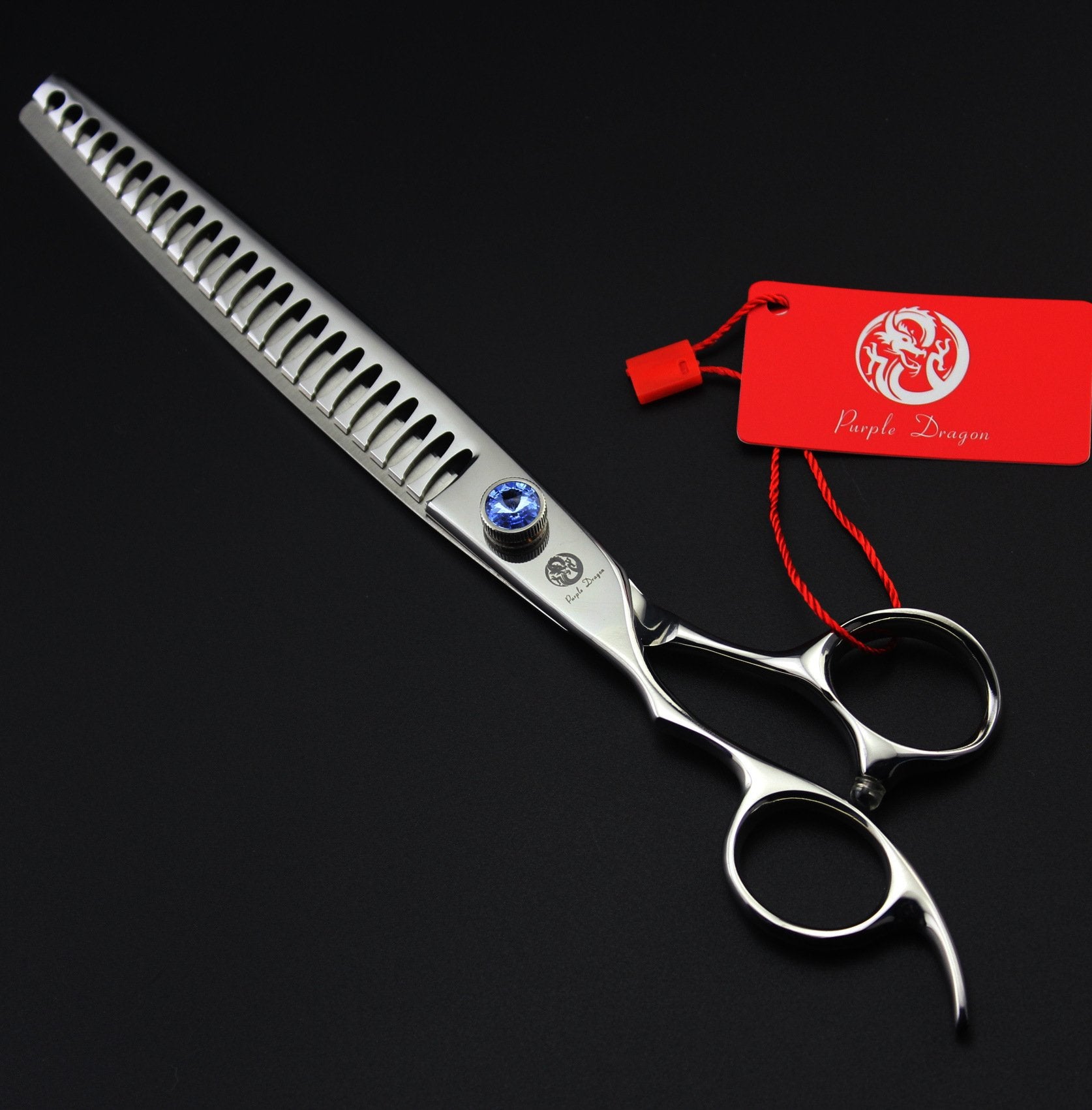 Purple Dragon 8.0'' Left Handed Professional Pet/Dog Grooming Hair Cutting Scissors&Downward Curved Scissor &Chunker Shears With