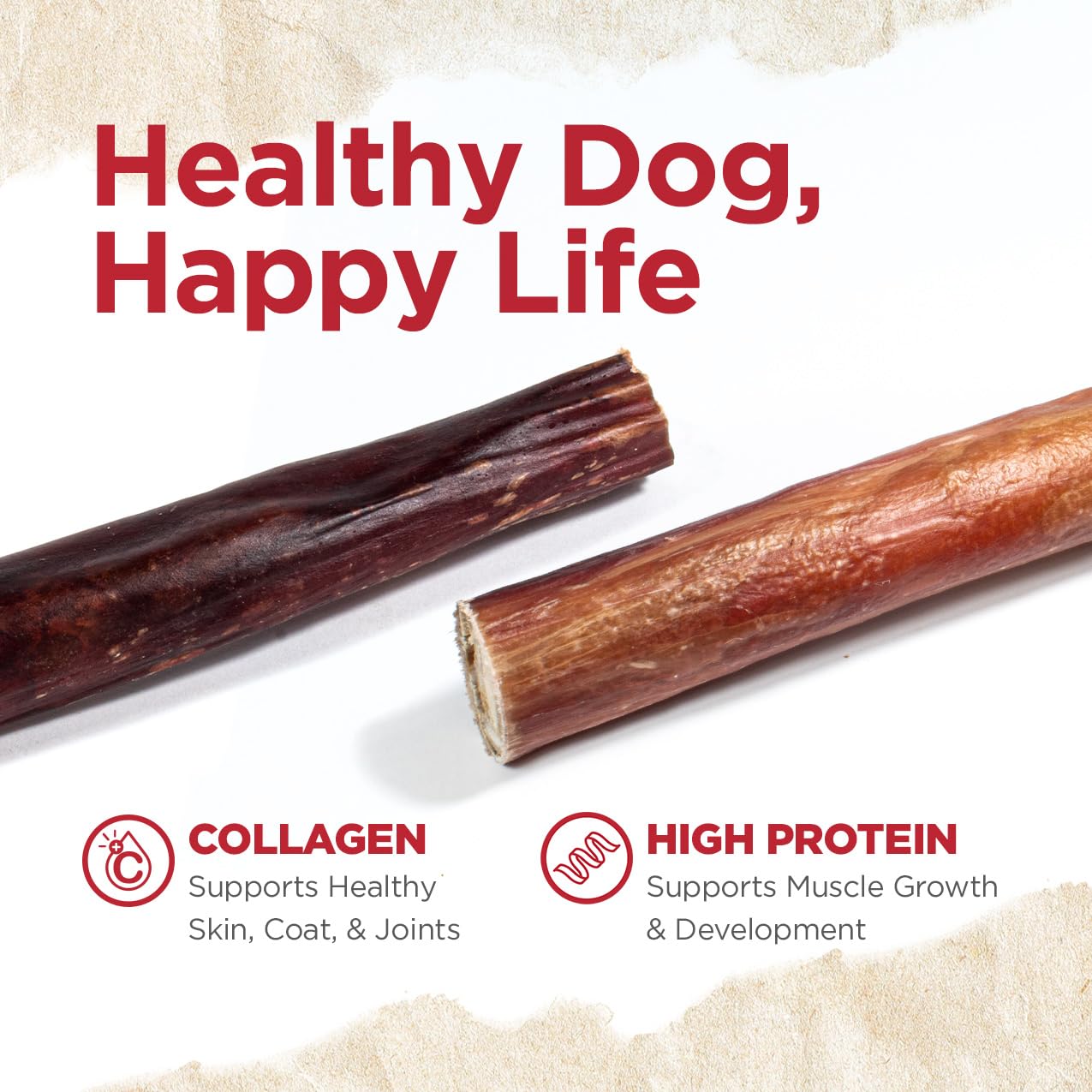 Natural Farm Power Bully Sticks Dog Chews (6   ,8 Ounces), 2-in-1 Power Chews: Premium Beef Cheek Wrapped in Beef Pizzle, Double