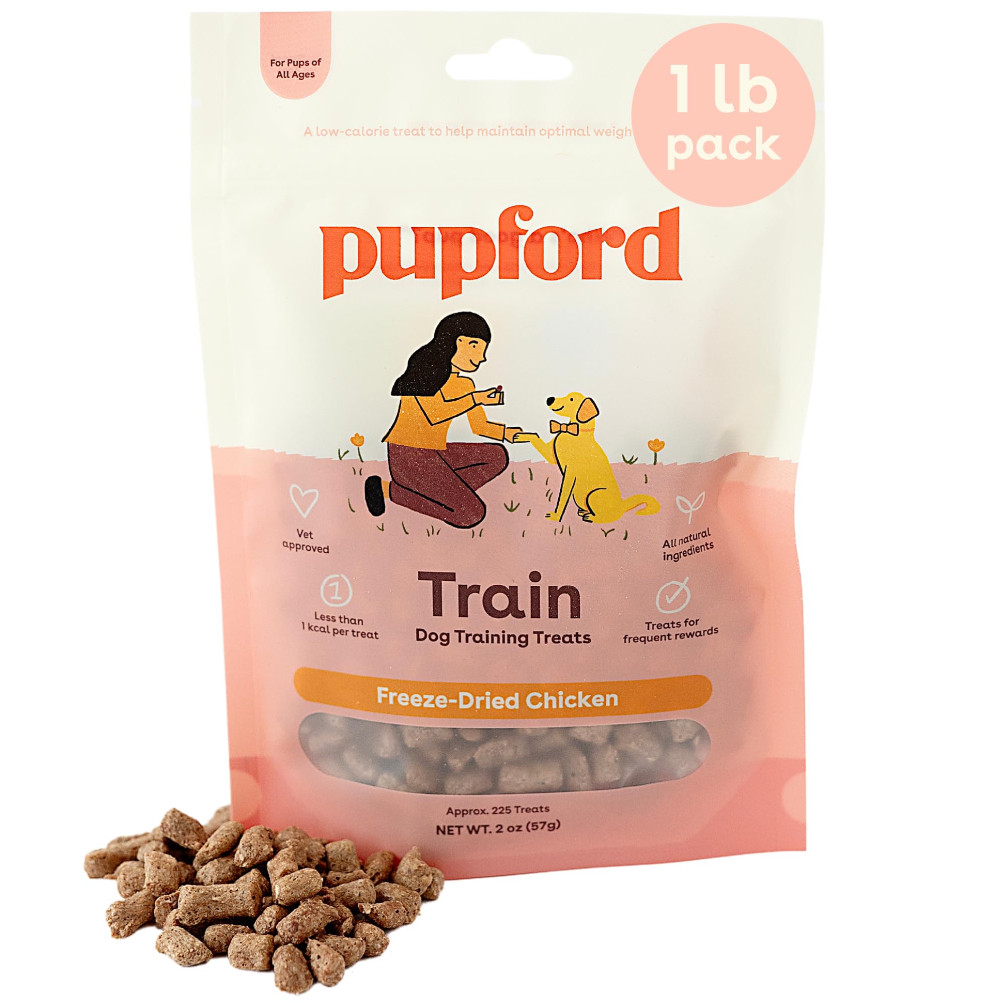 Pupford Freeze Dried Training Treats for Dogs & Puppies, 1800+ Limited Ingredient Bites (1lb Chicken Bundle)