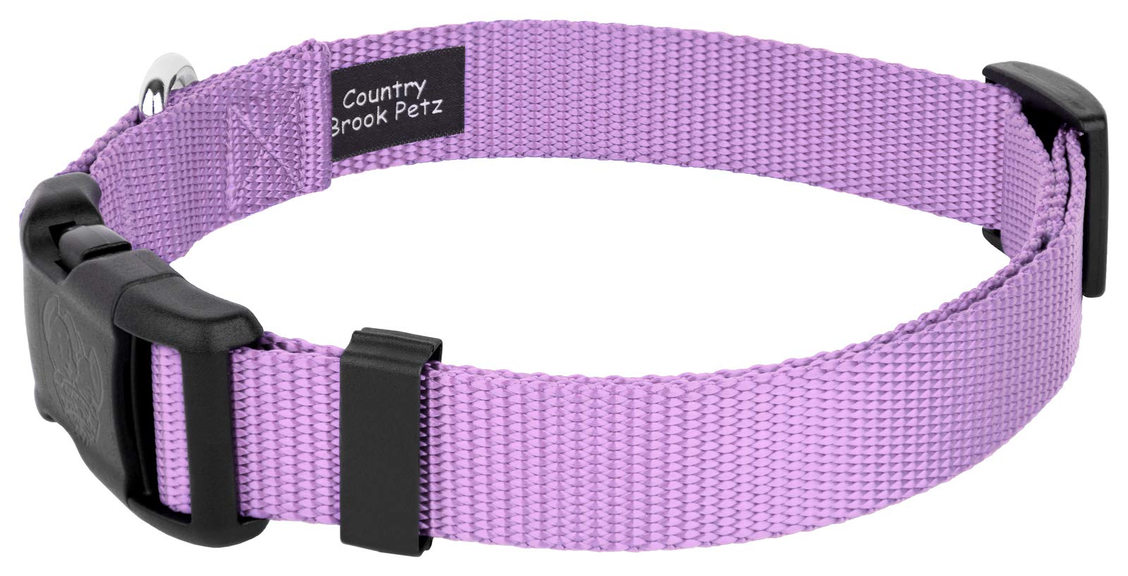 Country Brook Petz - 30+ Vibrant Colors - American Made Deluxe Nylon Dog Collar With Buckle (Micro, 3/8 Inch Wide, Lavender)