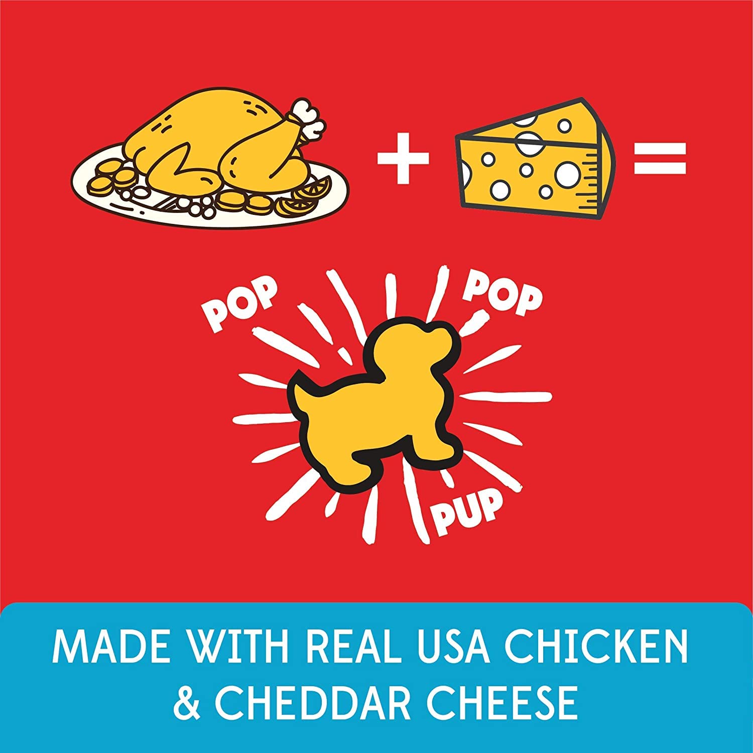 Pup Corn Plus - Puffed Dog Treats with Prebiotics and Probiotics - Chicken and Cheddar Cheese (4oz) - Made in USA