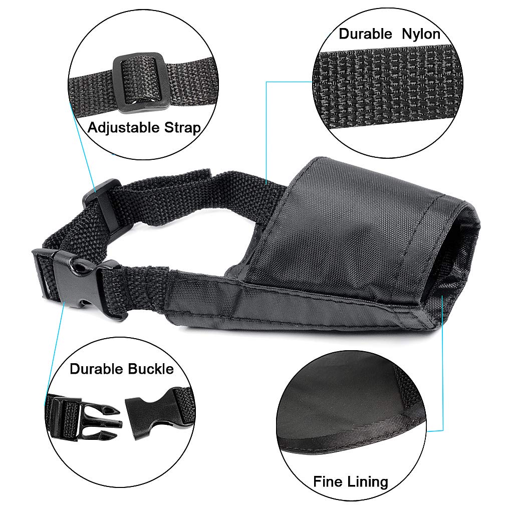 Ewinever 5Pcs/Set Adjustable Breathable Safety Small Medium Large Extra Dog Muzzles For Anti-Biting Anti-Barking Anti-Chewing Safety Protection(Black)