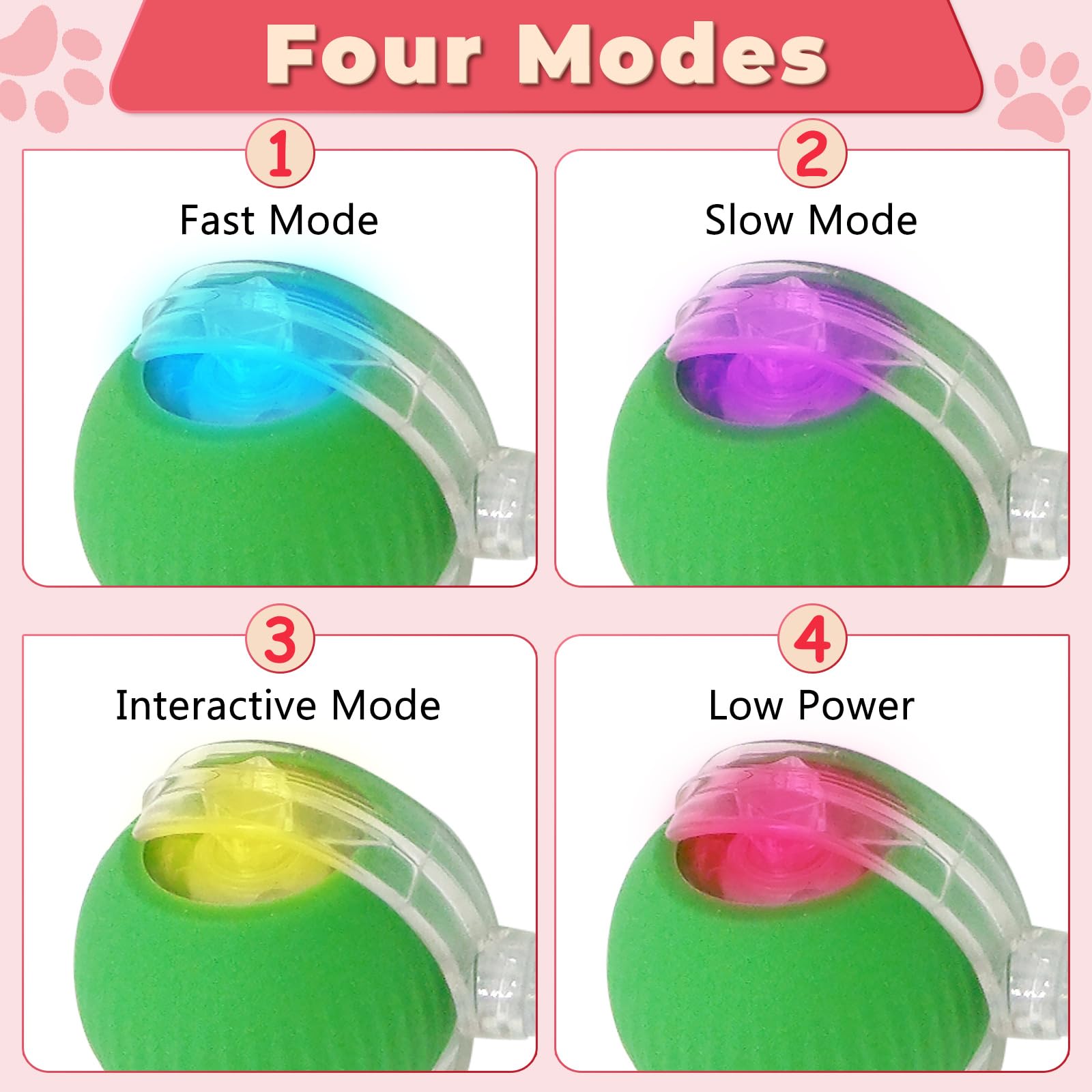 Sorneicdr New Interactive Rolling Dog Ball, 360 Smart Pet Toy Ball, Self Rolling Ball Cat Toys For Small Medium Dogs Cats, Green