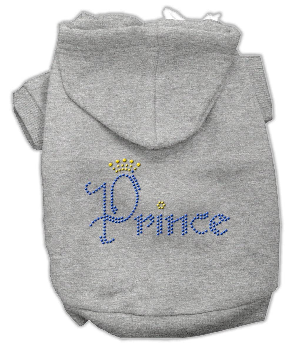 Pet, Dog & Cat Hoodie Rhinestone, "Prince" Gray 3XL (25-35 lbs.)