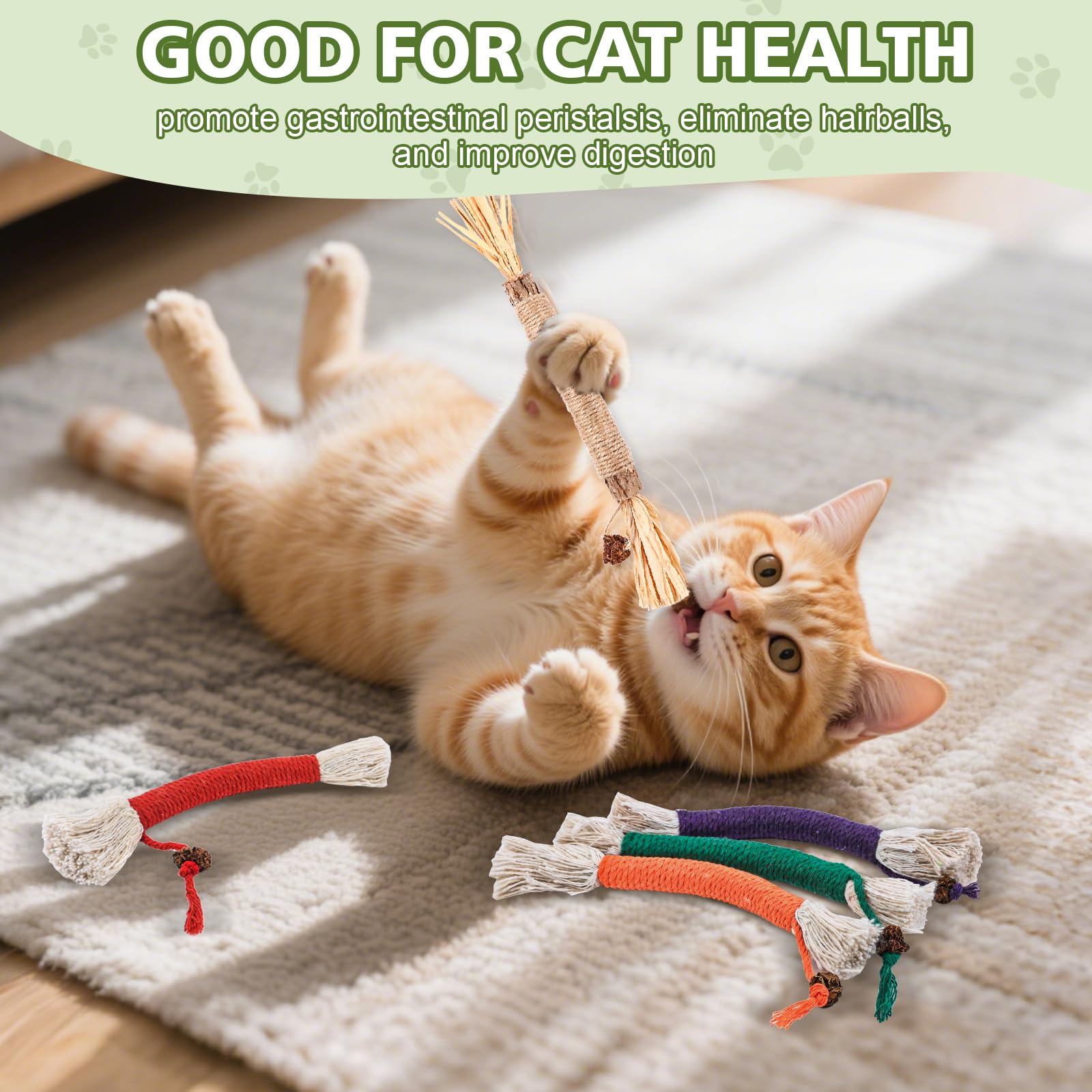 Wousedo 8 Pack Catnip Chew Toys For Cats,Cotton Sisal Rope Toys,Cat Natural Silvervine Sticks,For Cat Teeth Cleaning And Dental