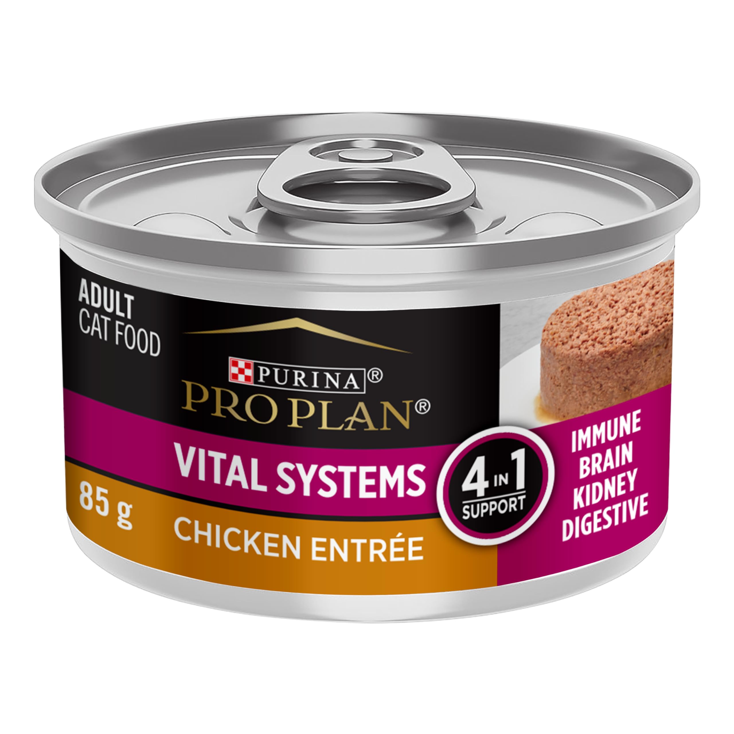 Purina Pro Plan Vital Systems Chicken Wet Cat Food Pate 4-in-1 brain, kidney, digestive and immune formula - (Pack of 24) 3 oz.