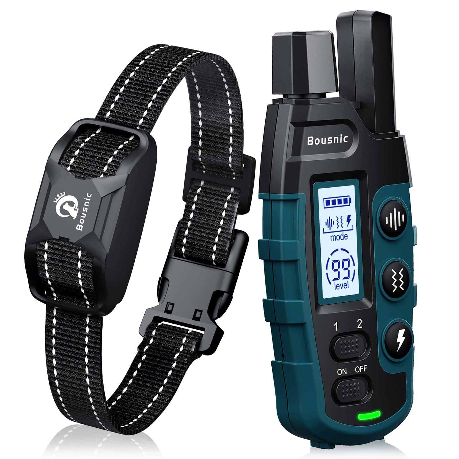 Bousnic Dog Shock Collar  3300Ft Training Collar with Remote for 5120lbs Small Medium Large Dogs Rechargeable Waterproof e Col