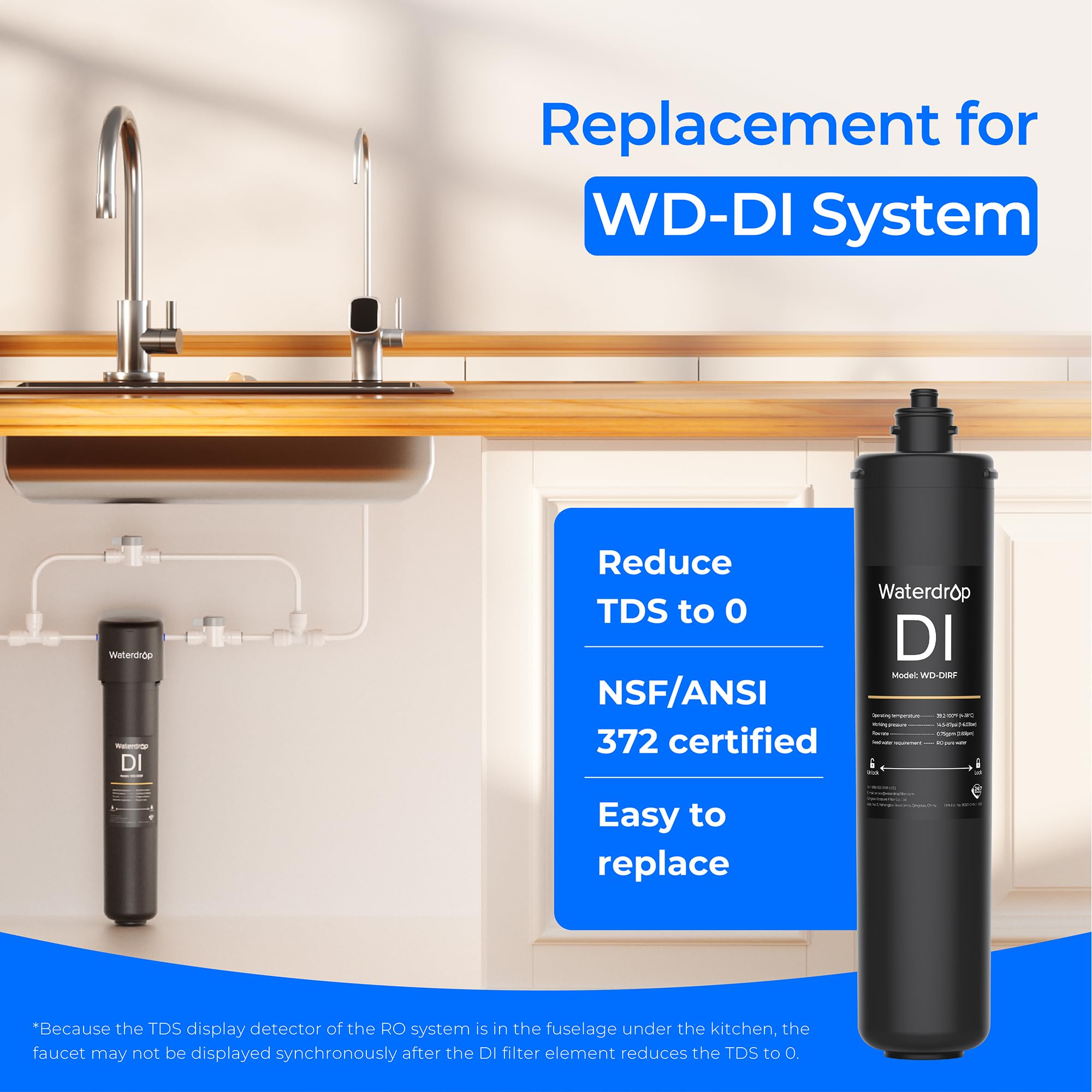 ?0 Tds? Waterdrop Rodi Filter Replacement For Wd-Di Deionization Water Filter System, Aquarium Filter Resin Replacement Cartridg