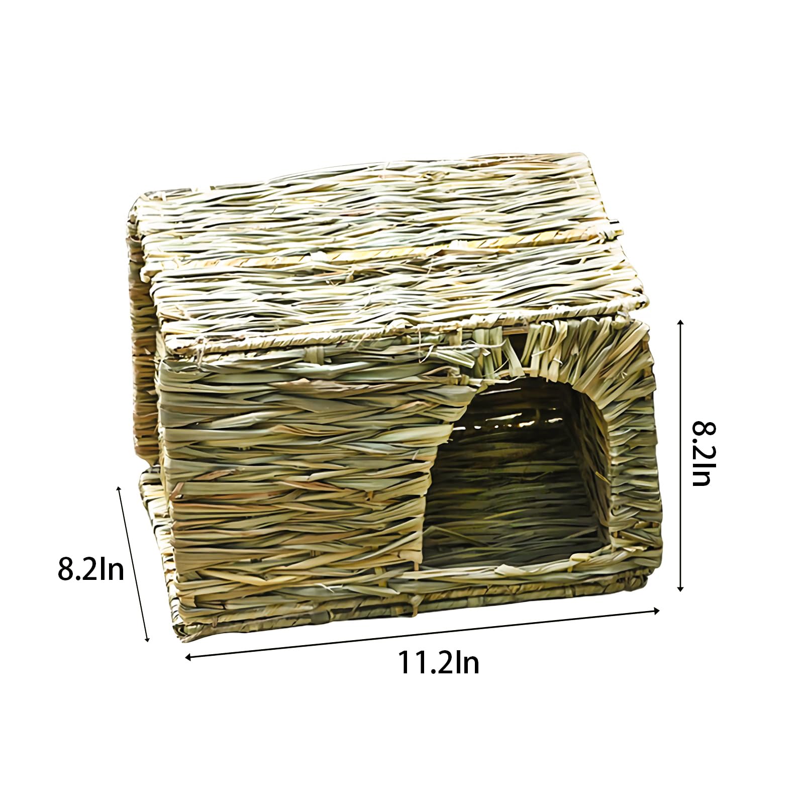Wuweot 2 Pack Large Grass Bunny House, Foldable Woven Animal Hut, Play Hideaway Bed Hay Mat Chew Toy For Rabbit, Guinea Pigs, Ge