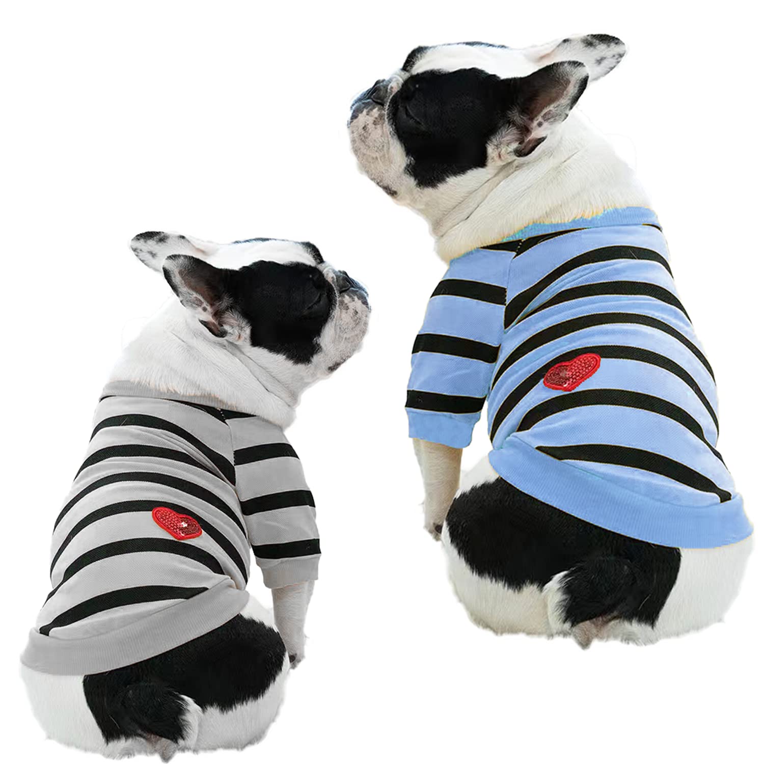 Pet Sweater Striped Dog Clothes Medium Dogs T Shirts Boston Bulldog Sweatshirt, Large, Rose